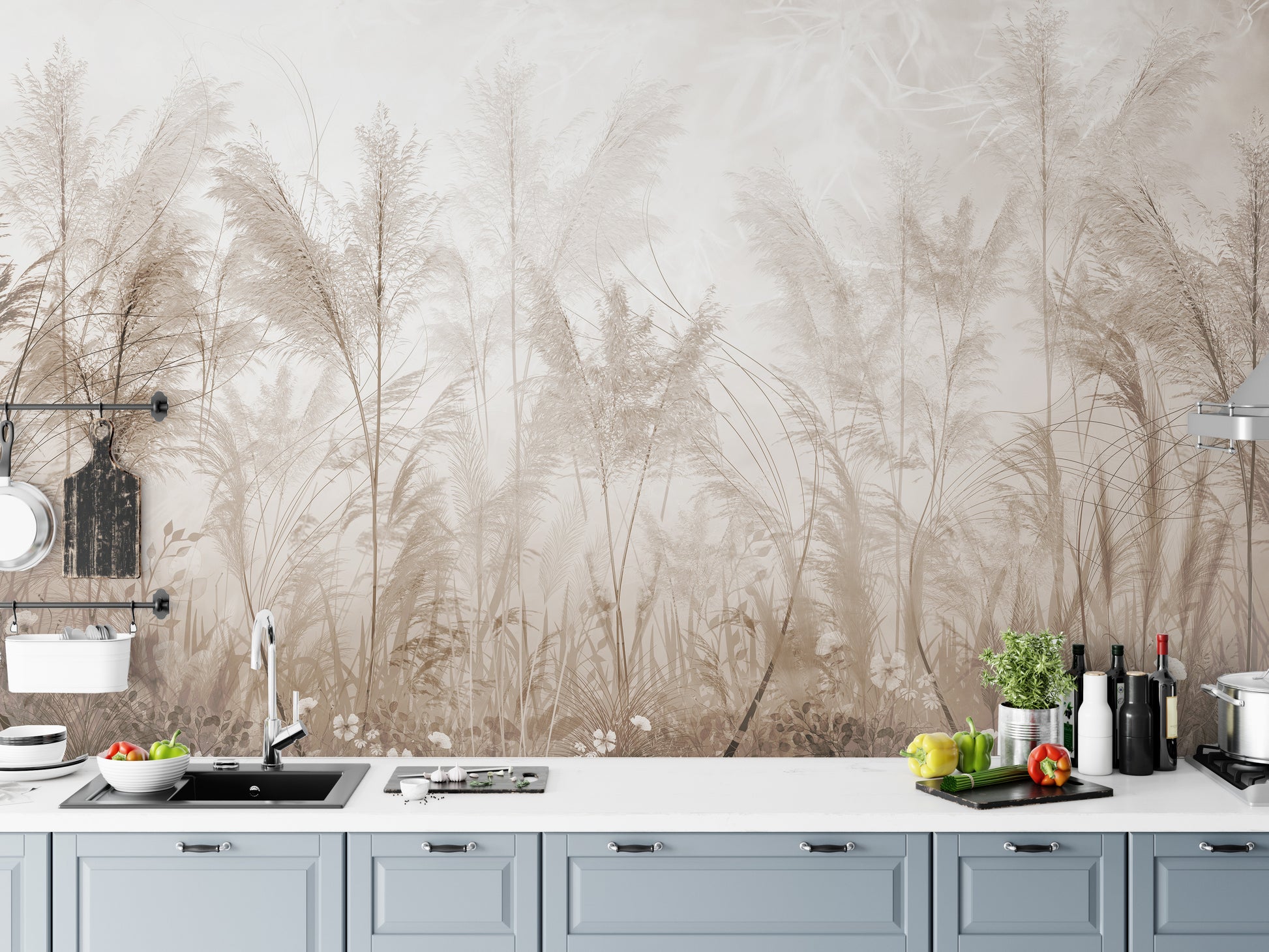 Wildflower meadow wallpaper mural with rustic charm
