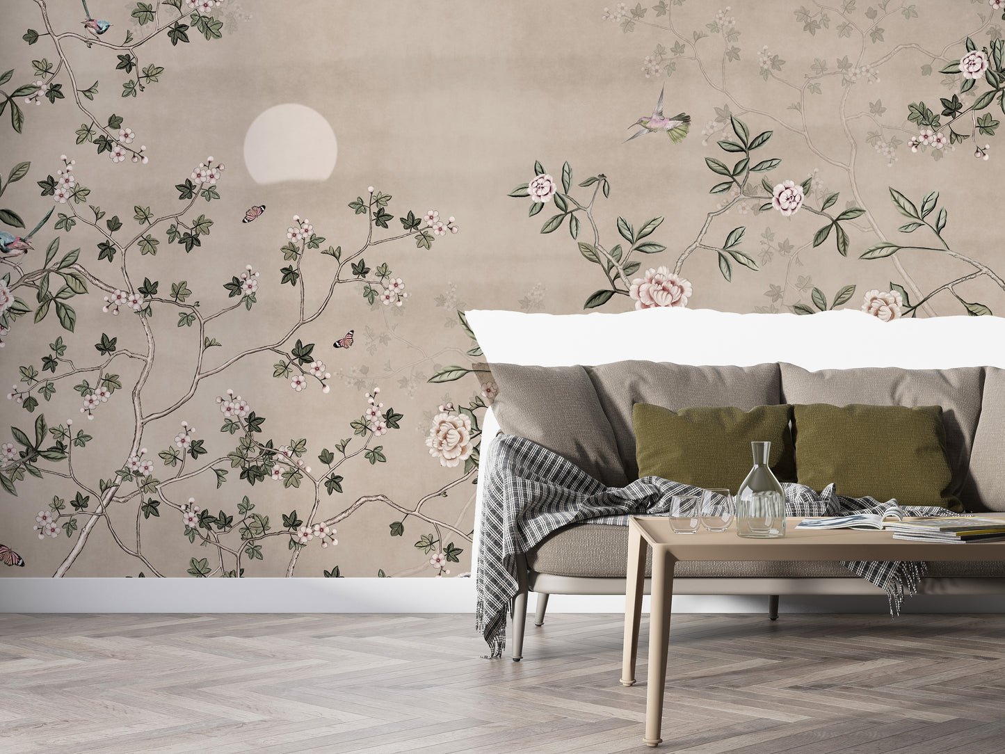 Chinoiserie Floral Botanical Wallpaper Mural