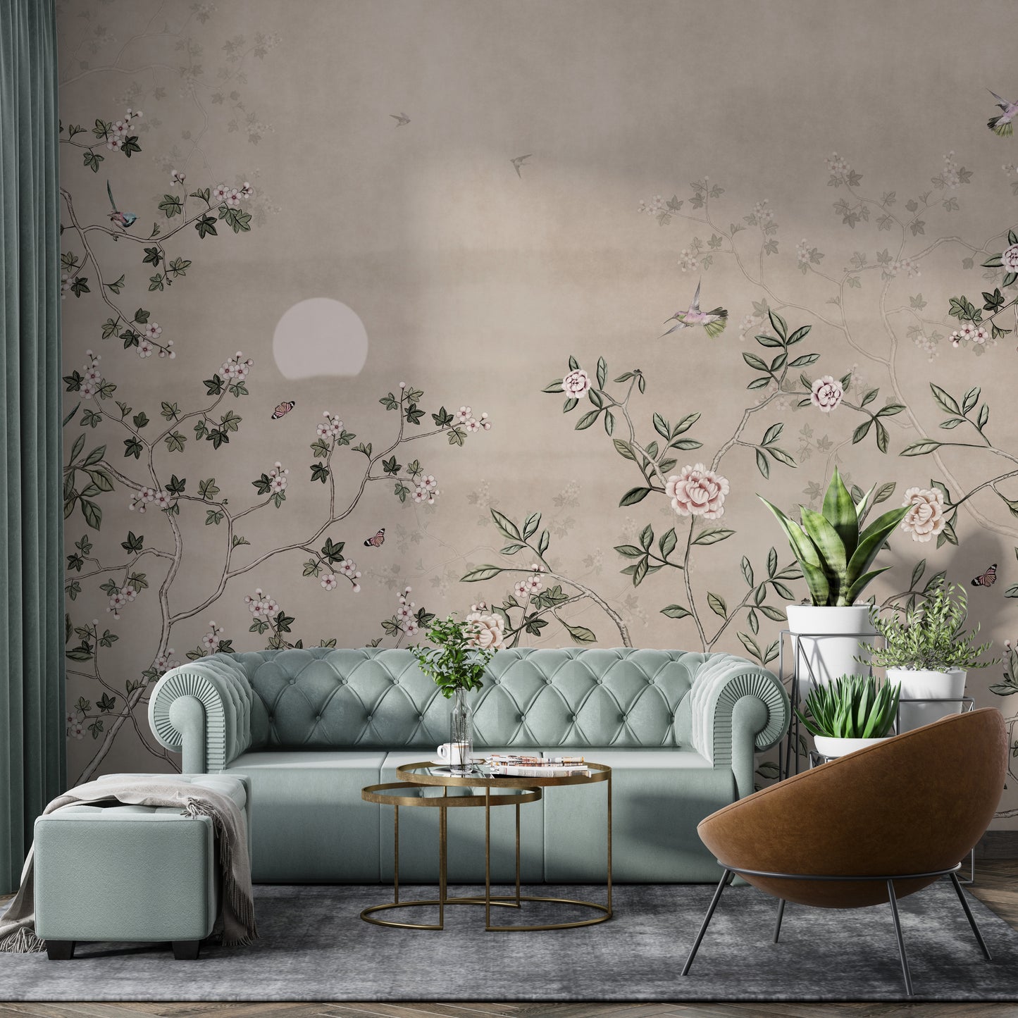 Chinoiserie Floral Botanical Wallpaper Mural