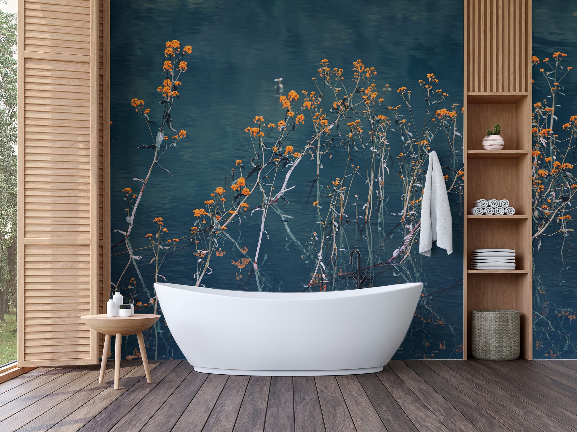 Blue Mirage Blossom Wall Mural - Giffywalls