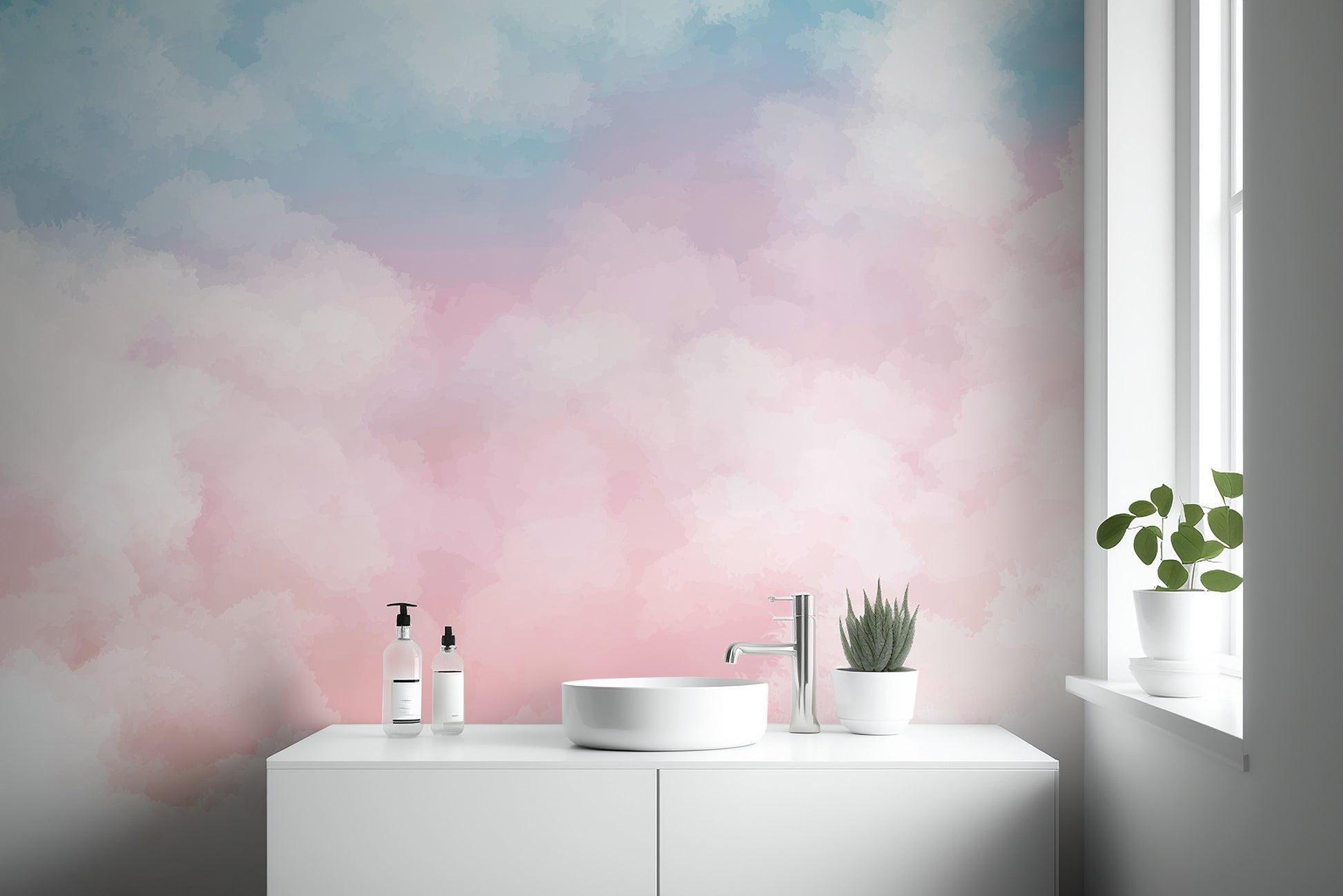 Cotton candy cloud wallpaper mural design