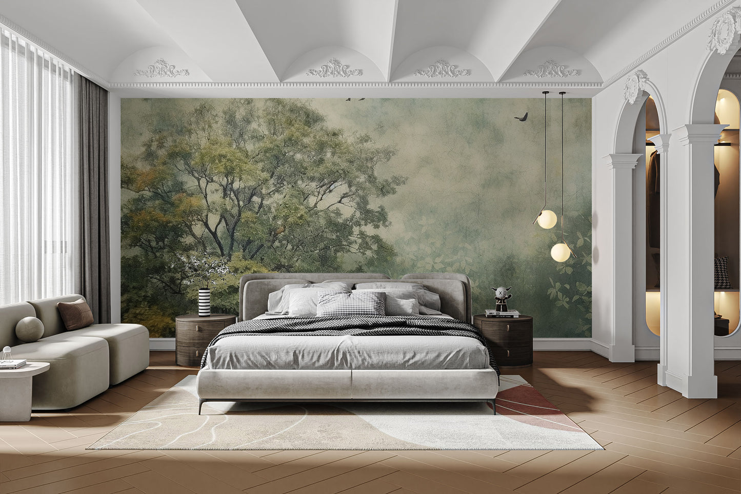 Peaceful Forest Paradise wallpaper mural for serene bedrooms.