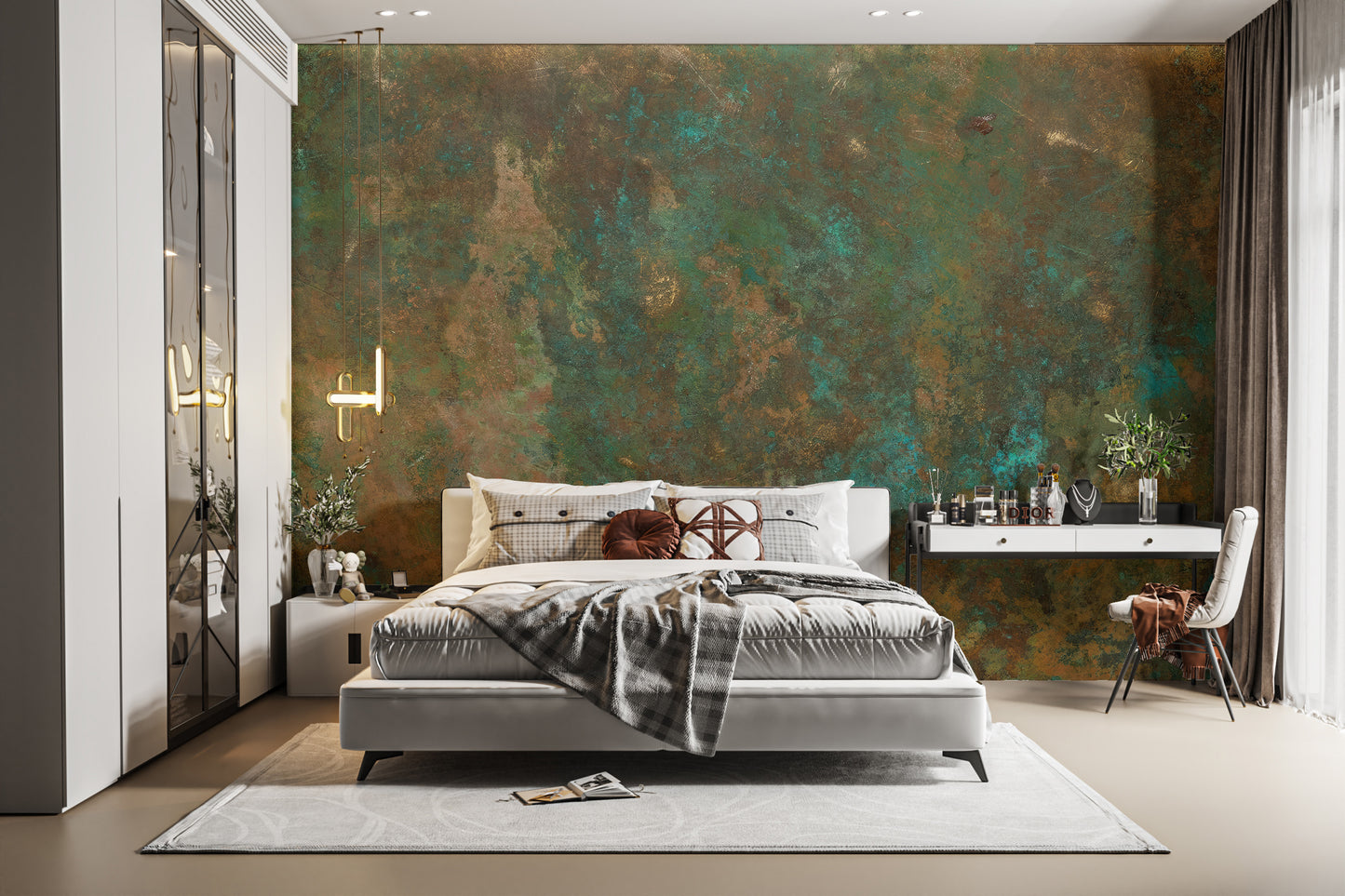 Ancient Bronze Teal Wall Mural