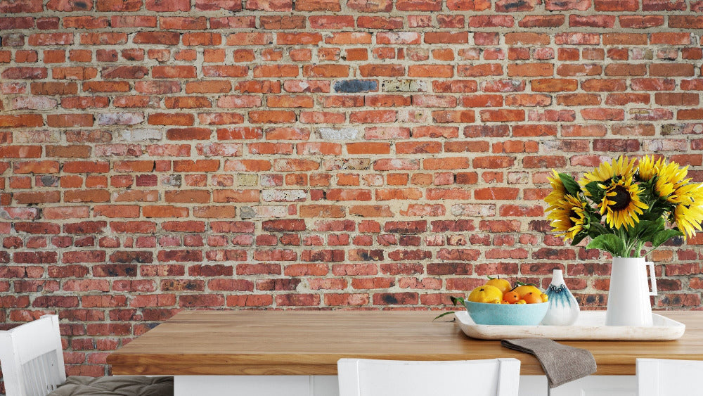 Brick wallpaper showcasing a realistic textured look of exposed bricks, creating a rustic or industrial charm for interior walls.