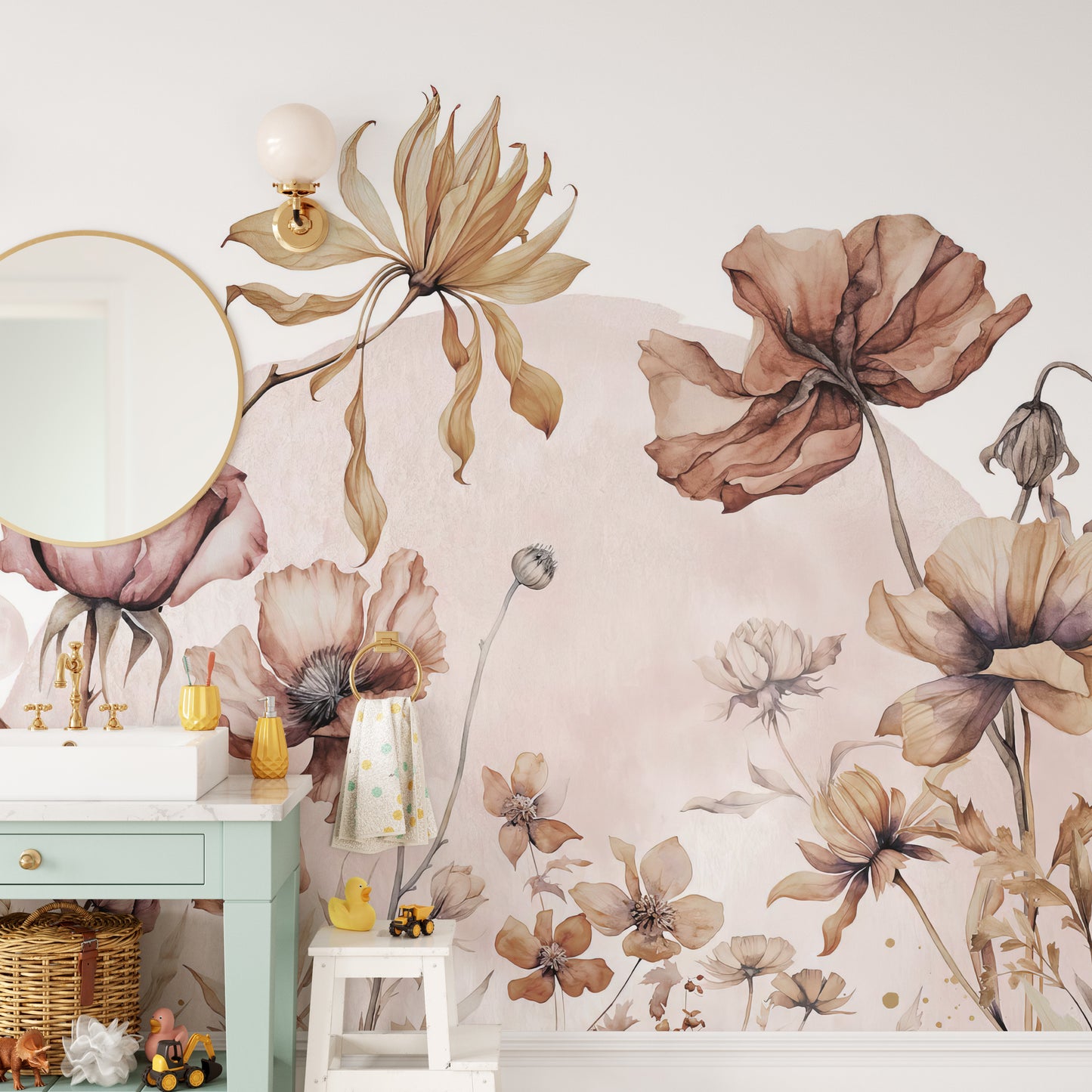 Subtle retro floral wallpaper design
