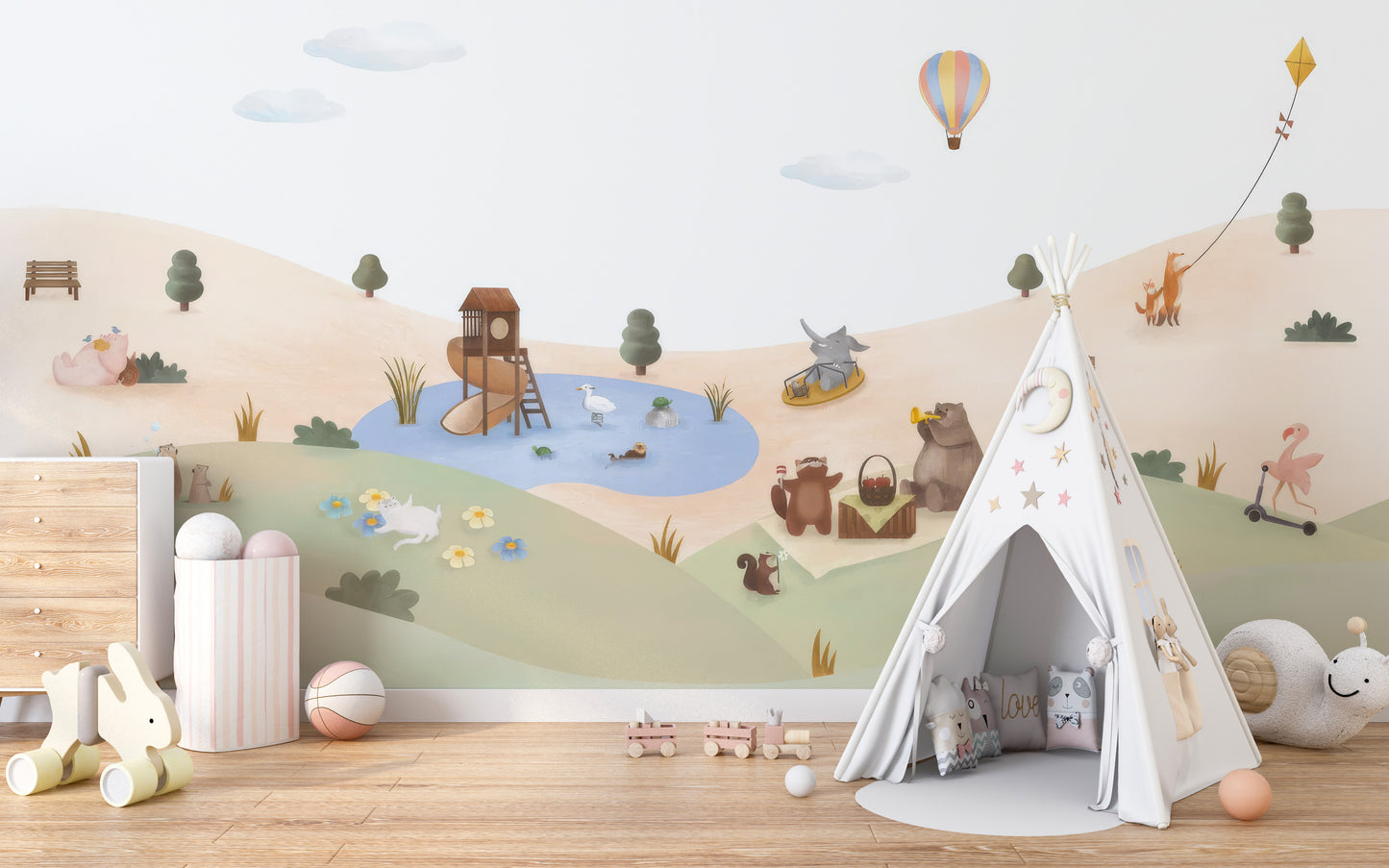 Playful Animals Garden Wall Mural