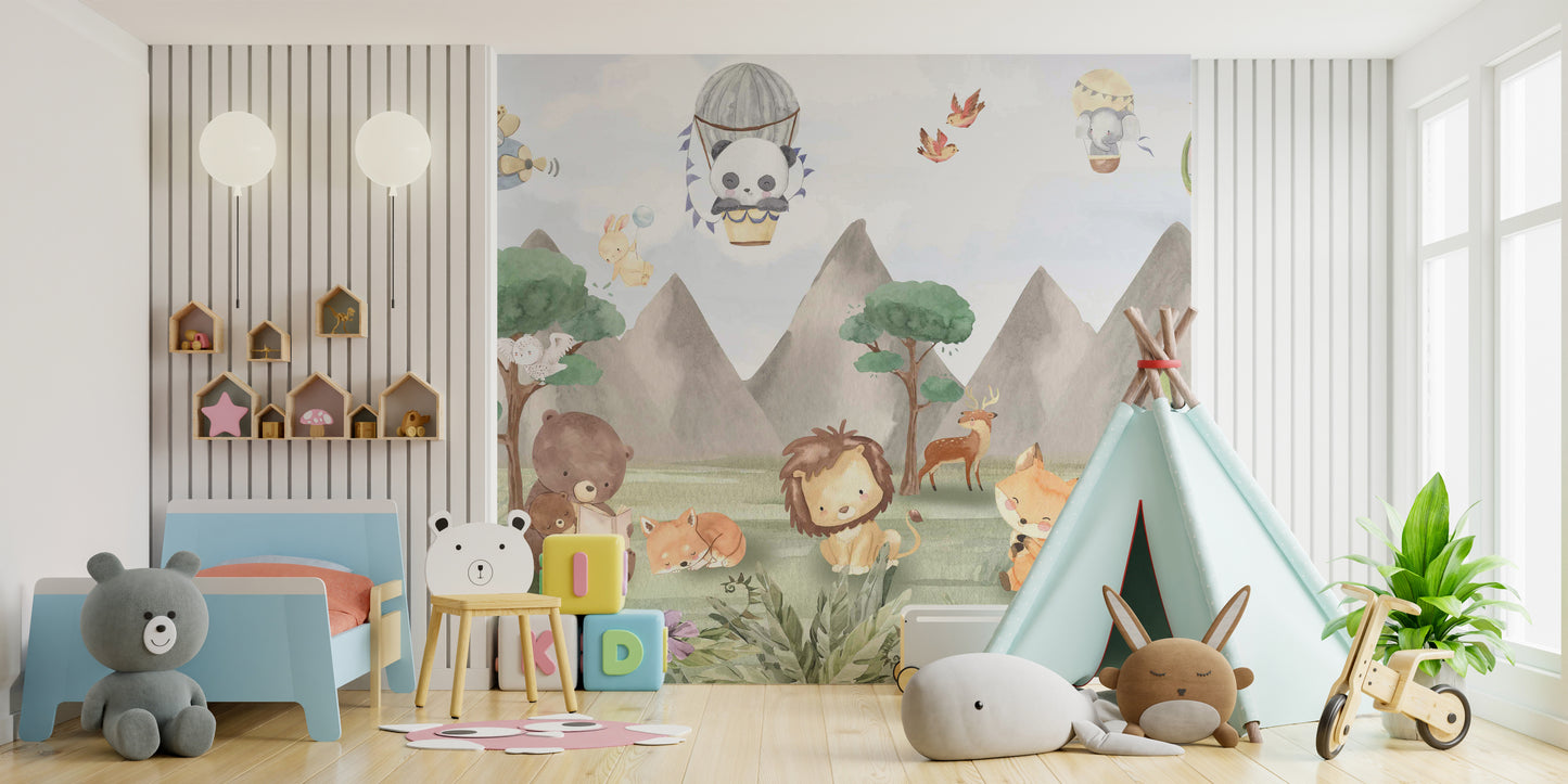 Playful Animals Forest Wall Mural