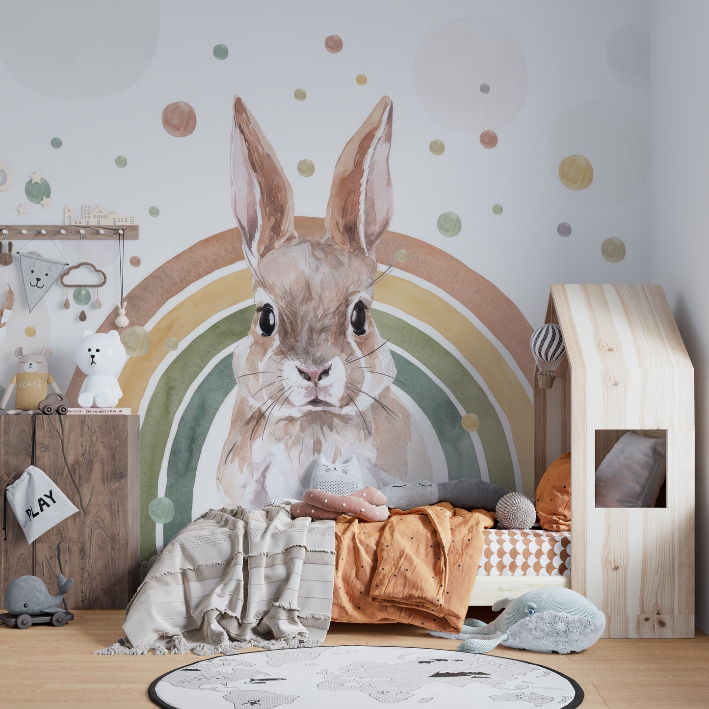 Rainbow Rabbit Nursery Wall Mural