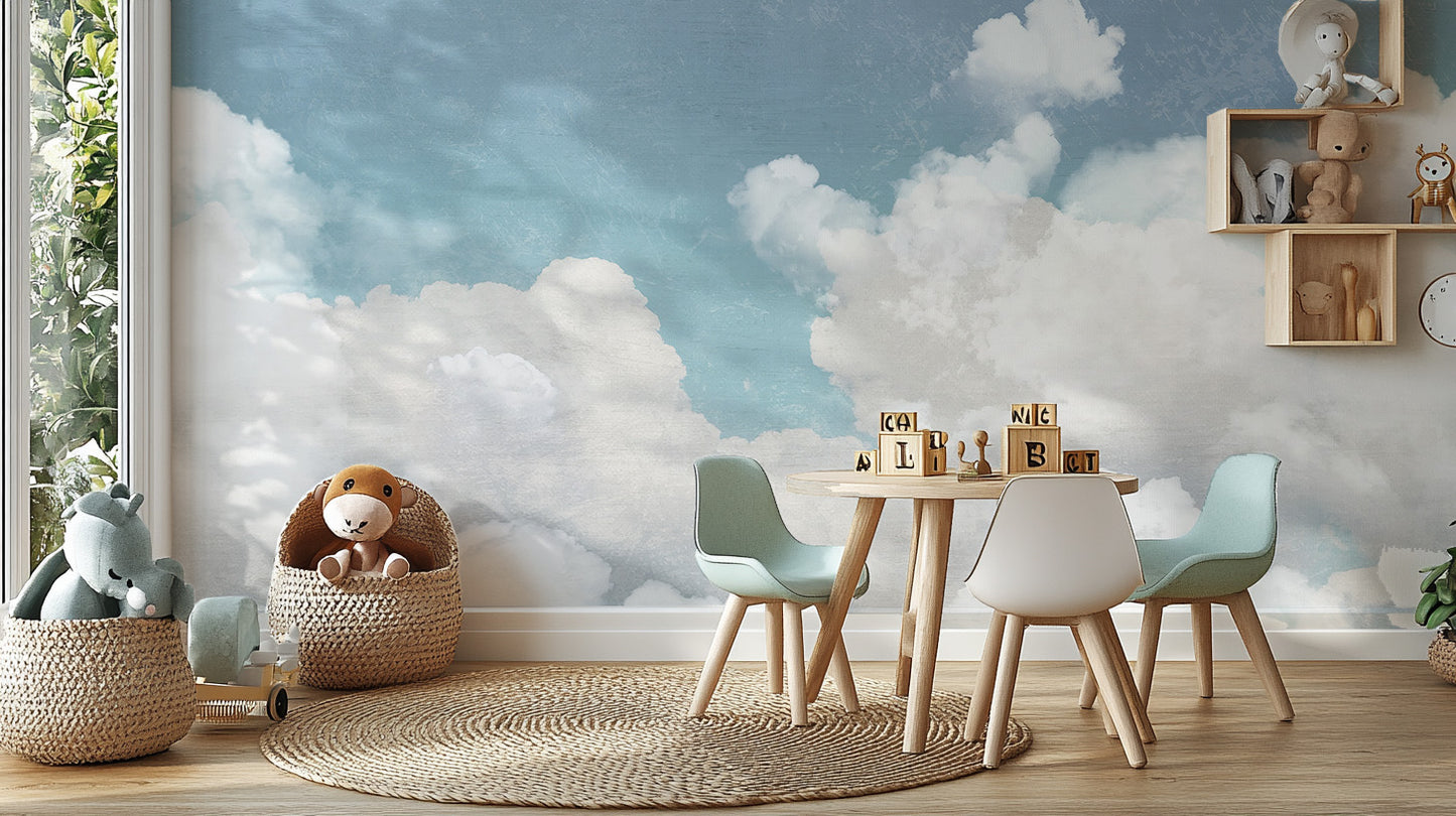 Sky Blue Cloudscape Wall Mural