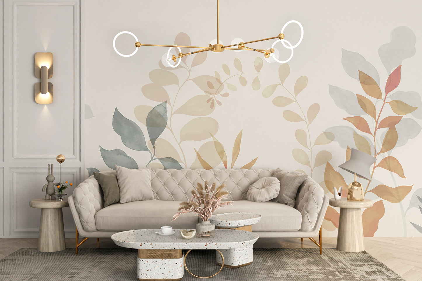 Soft Leaves Wall Mural - Giffywalls