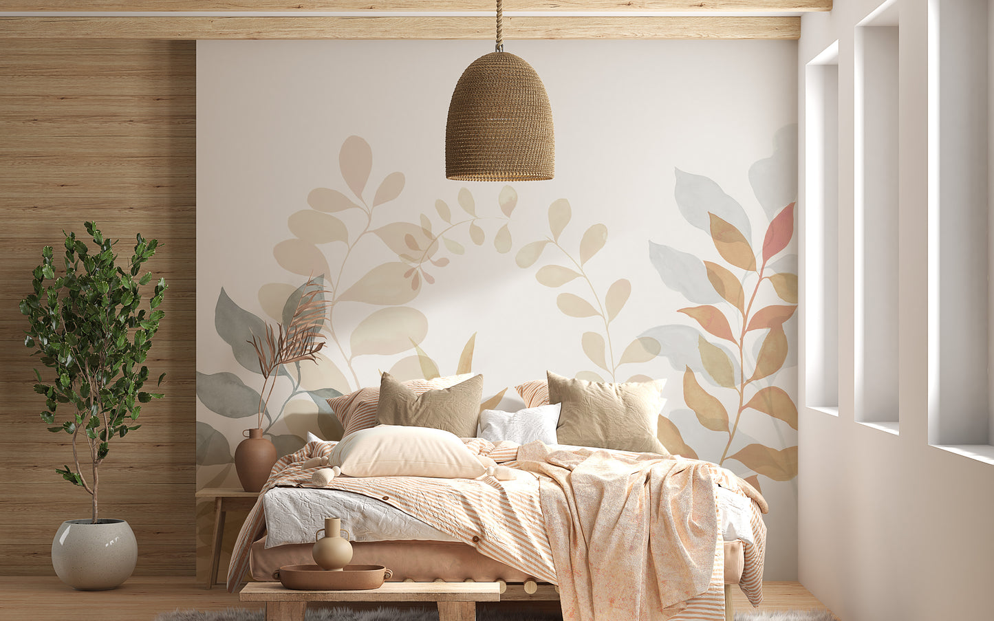 Soft Leaves Wall Mural - Giffywalls