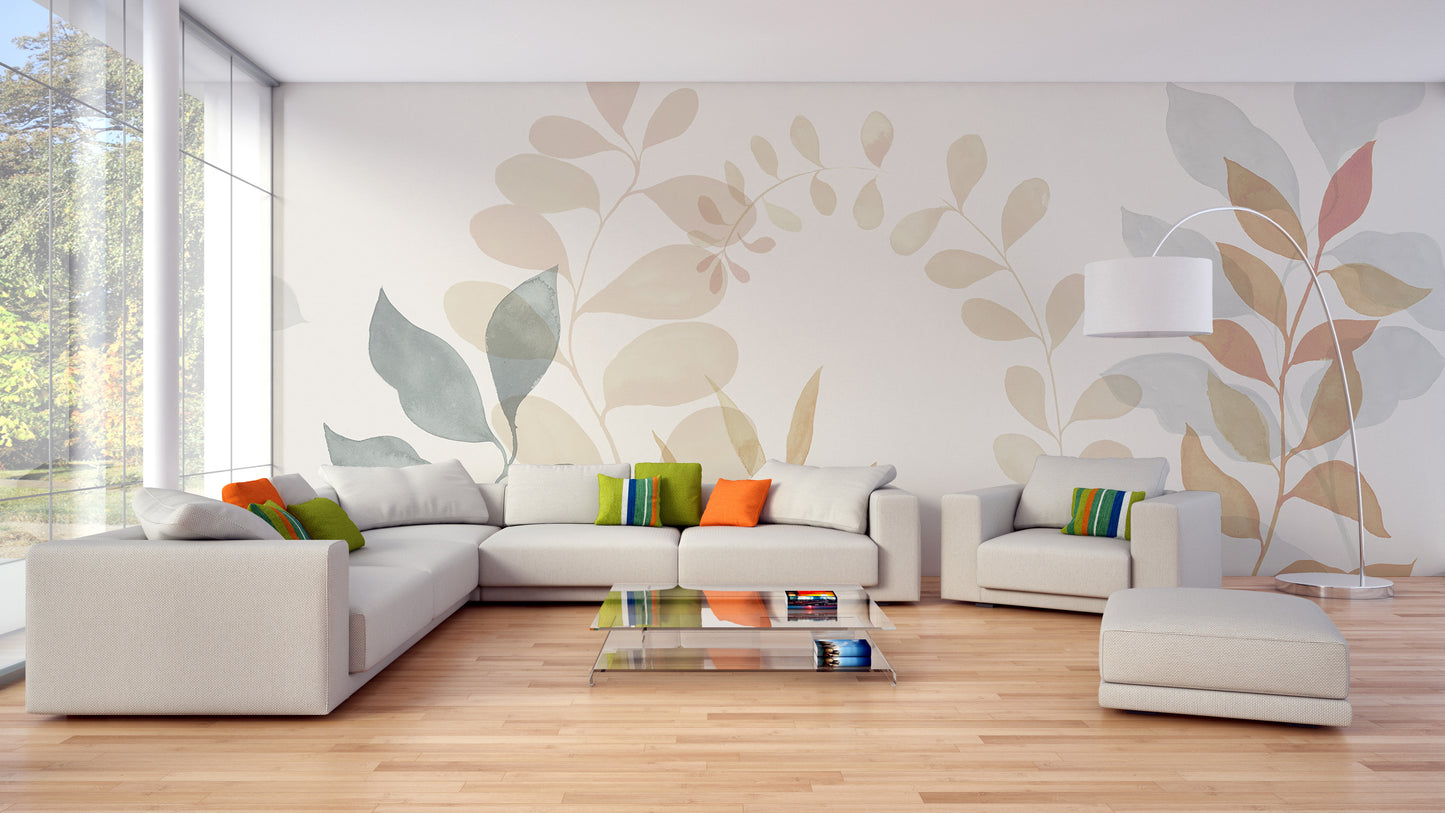 Soft Leaves Wall Mural - Giffywalls