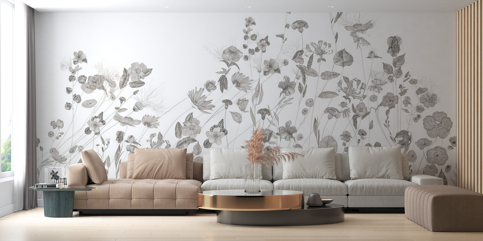 Floral Sketch Wallpaper Mural