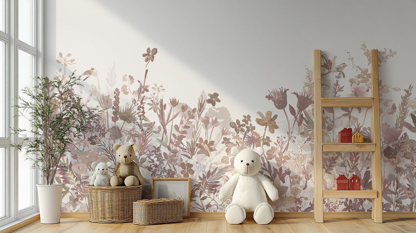 Pink Floral Wall Mural - Giffywalls