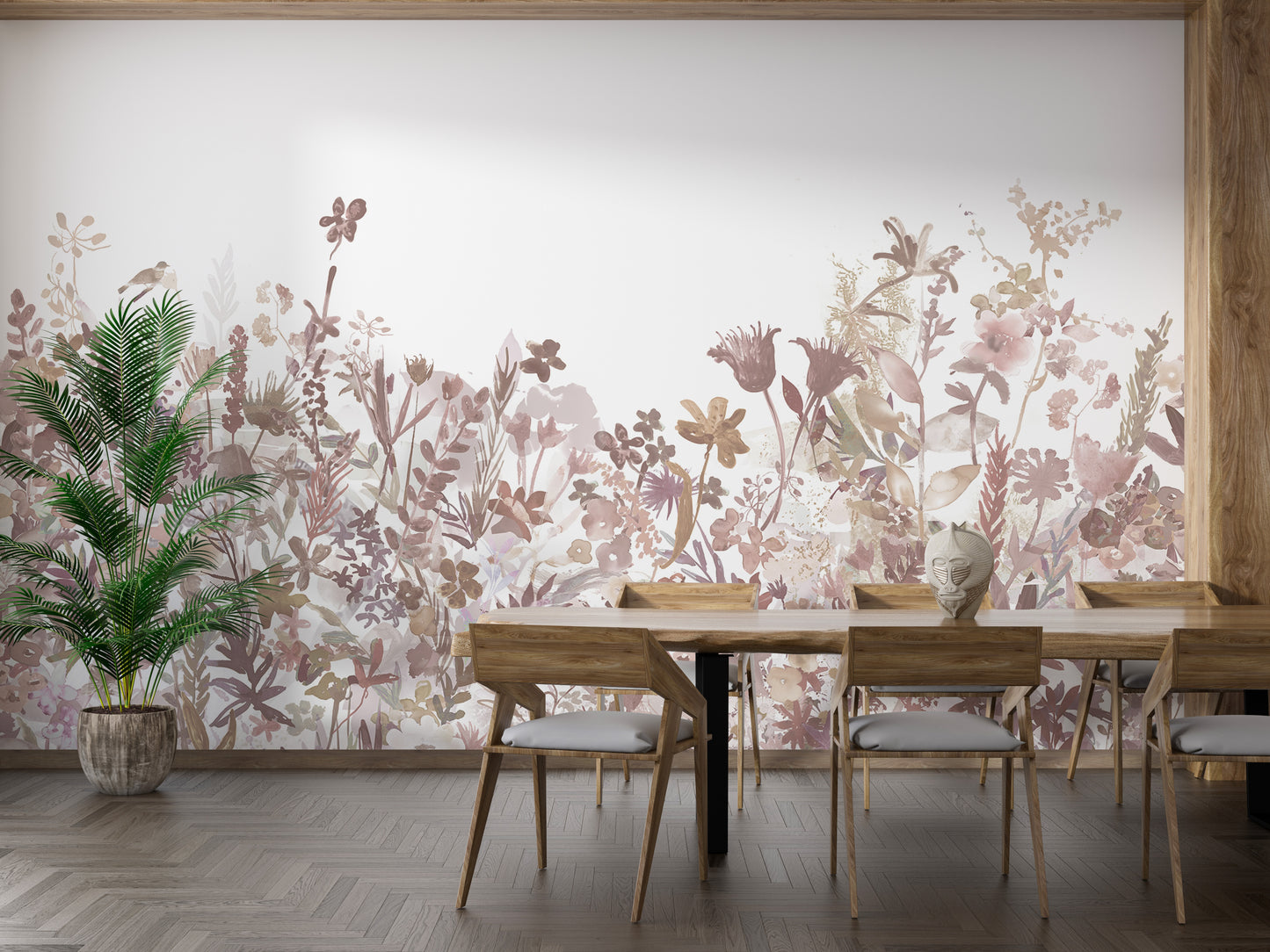 Pink Floral Wall Mural - Giffywalls