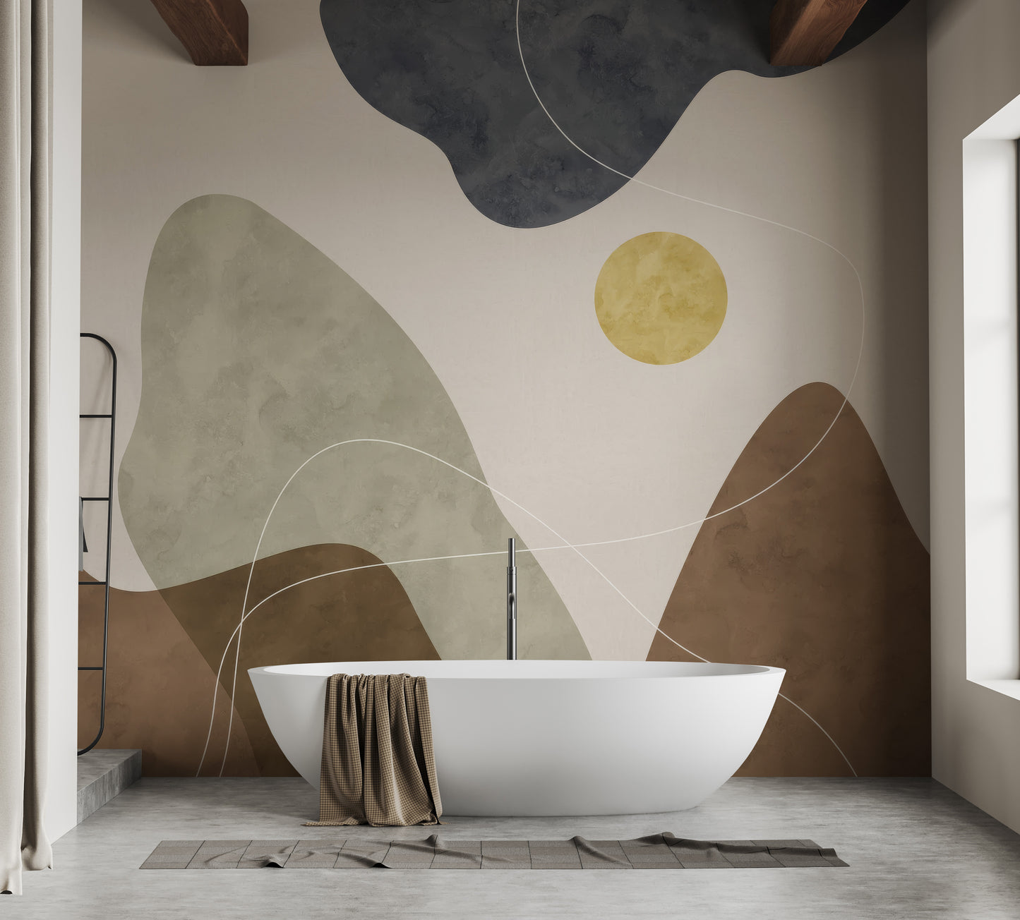 Modern bold abstract mural for home decor