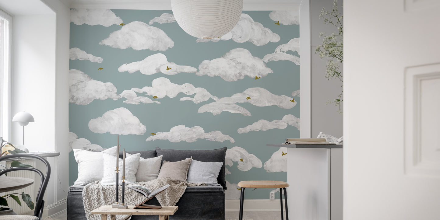 Calming serene sky mural for interiors