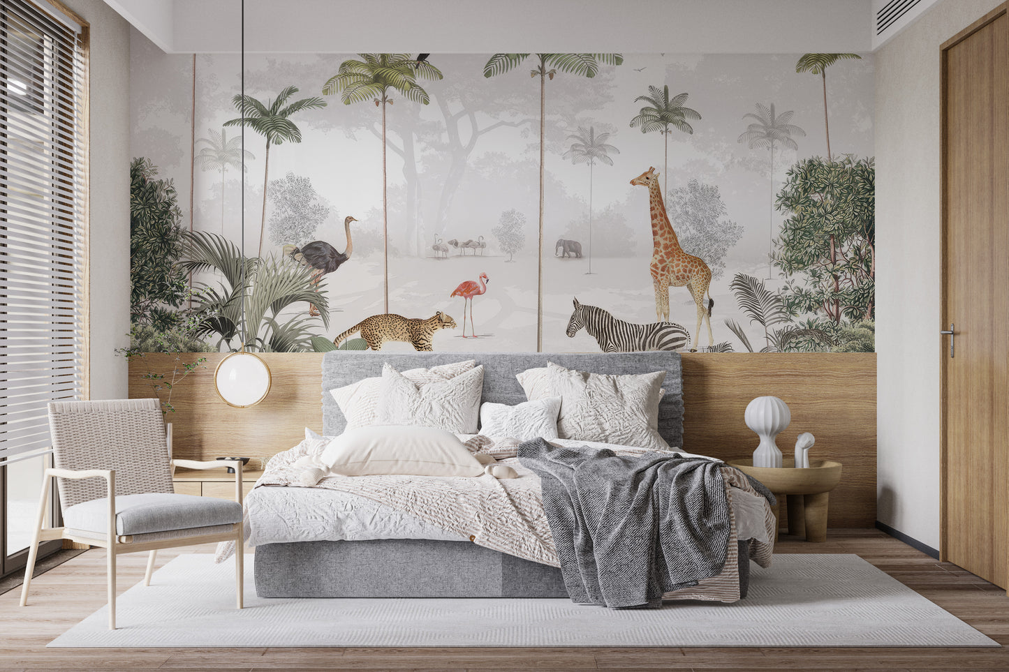 Lush rainforest animal mural for living rooms