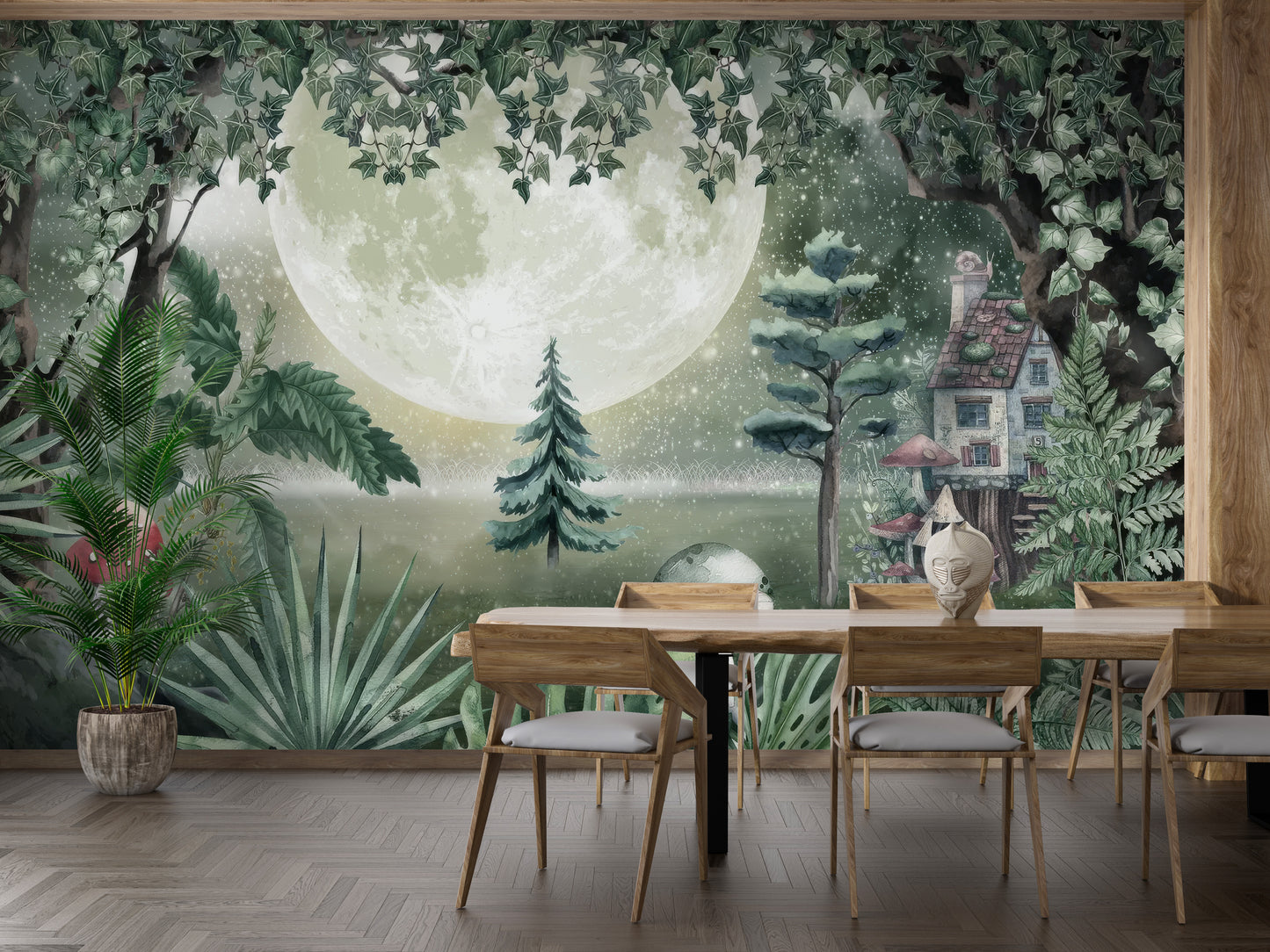 Green Magical Forest Wall Mural