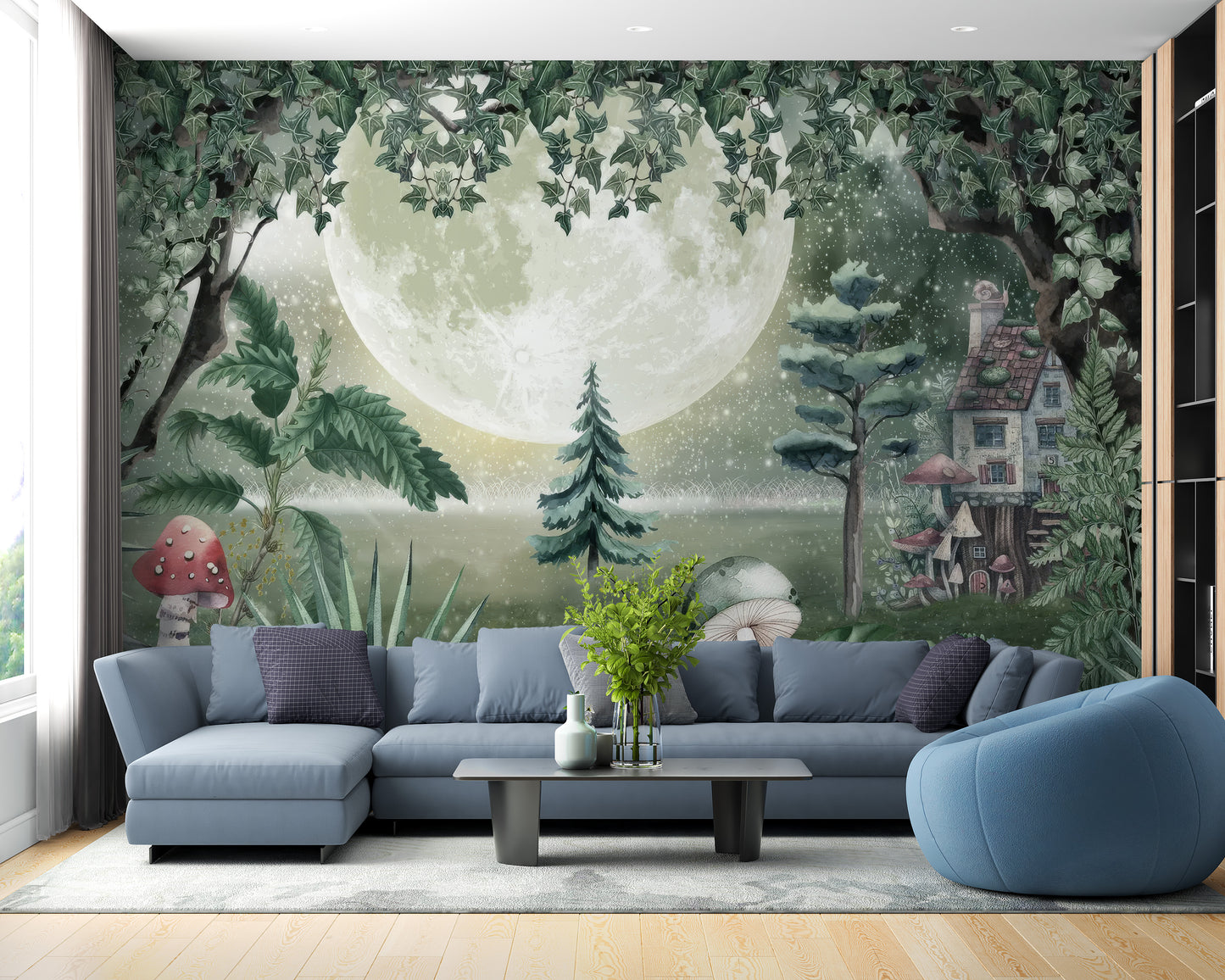 Green Magical Forest Wall Mural