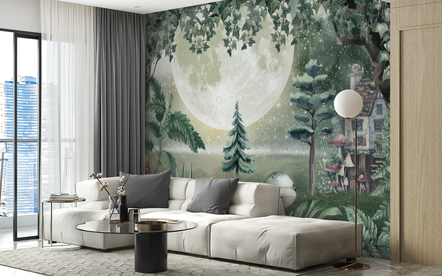 Green Magical Forest Wall Mural