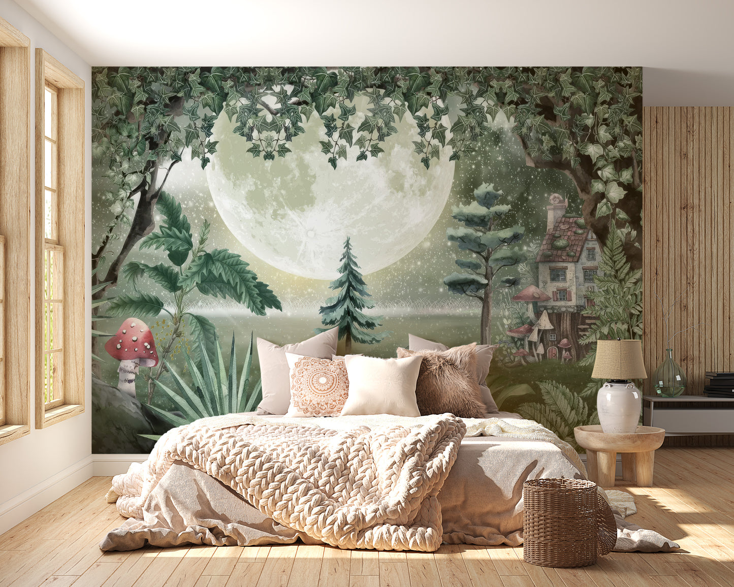 Green Magical Forest Wall Mural