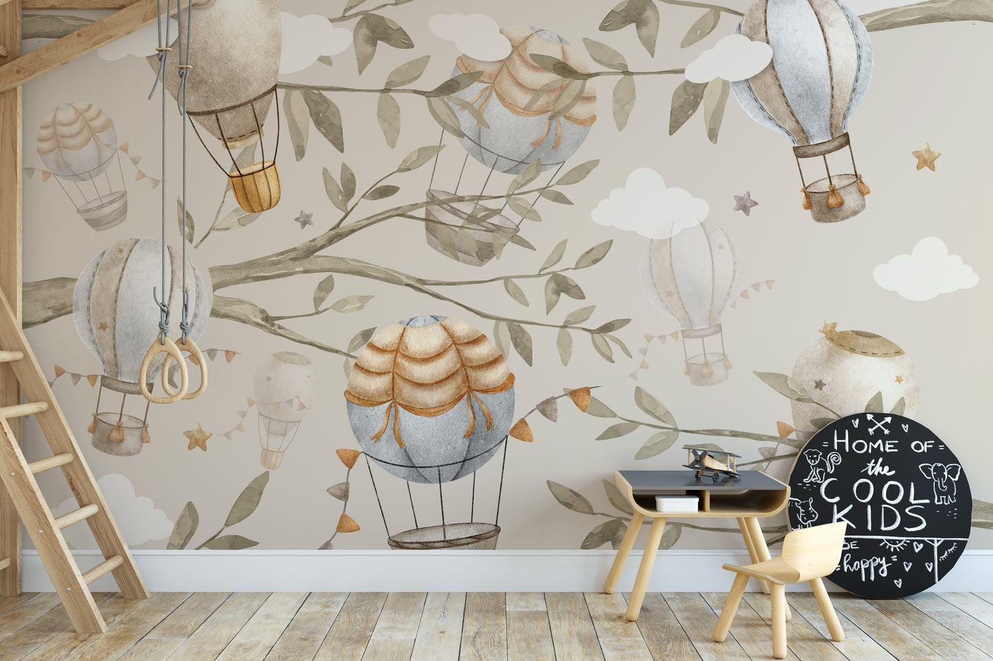 Watercolour Air Balloon Wall Mural - Giffywalls