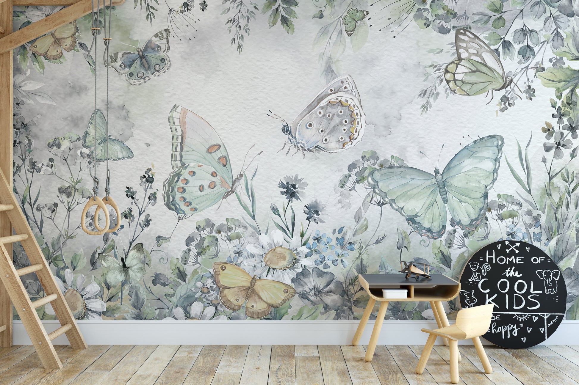 Butterflies and blooms wallpaper art