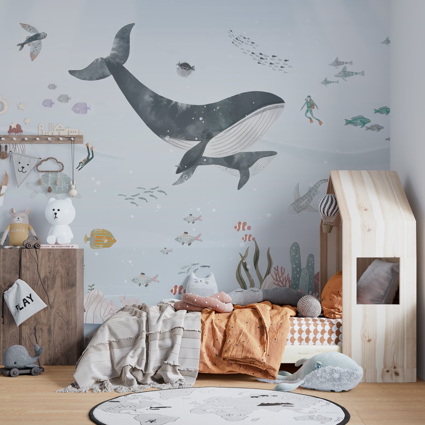 Underwater marine life wallpaper mural
