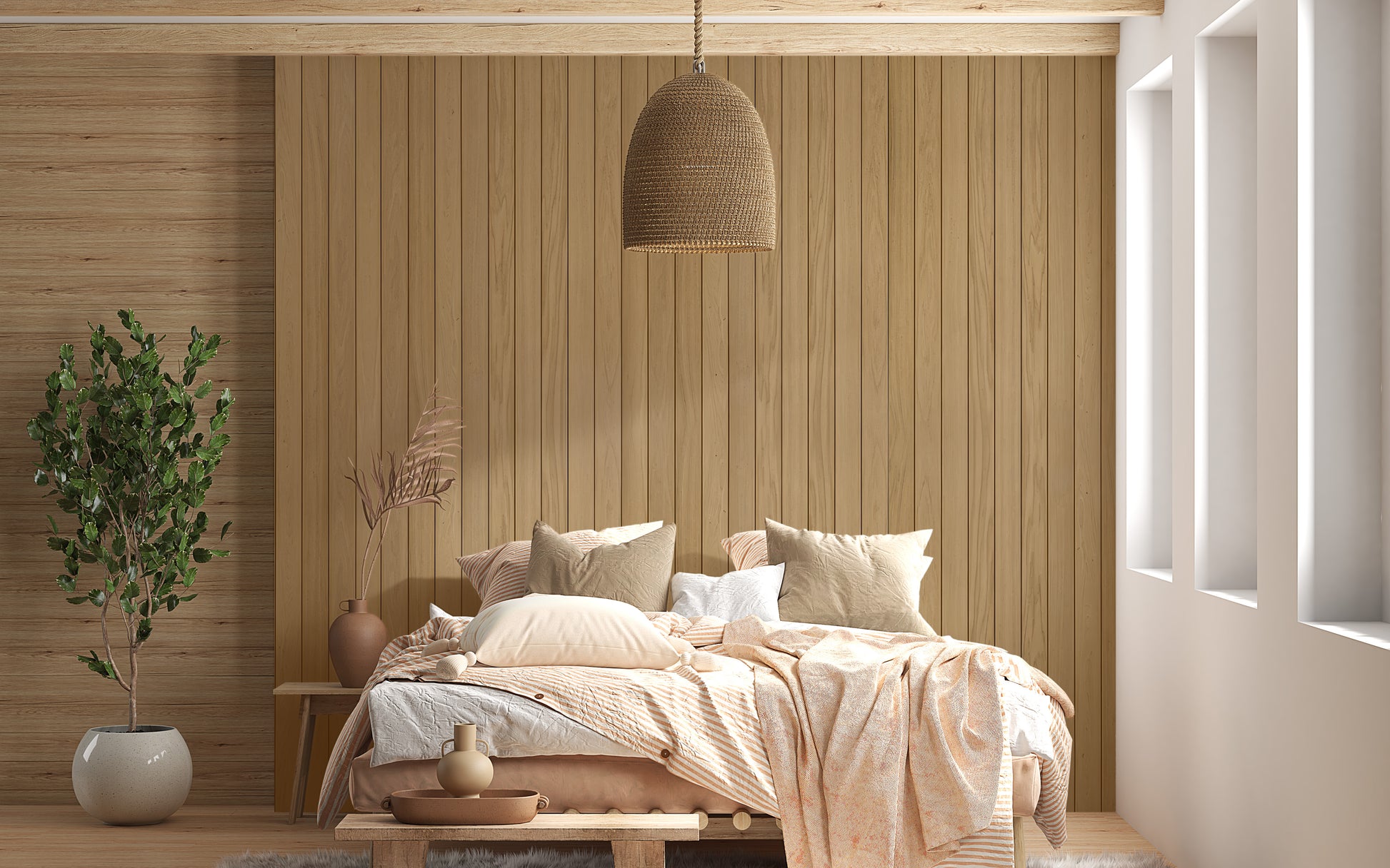 Versatile wooden plank wallpaper for creative wall ideas.