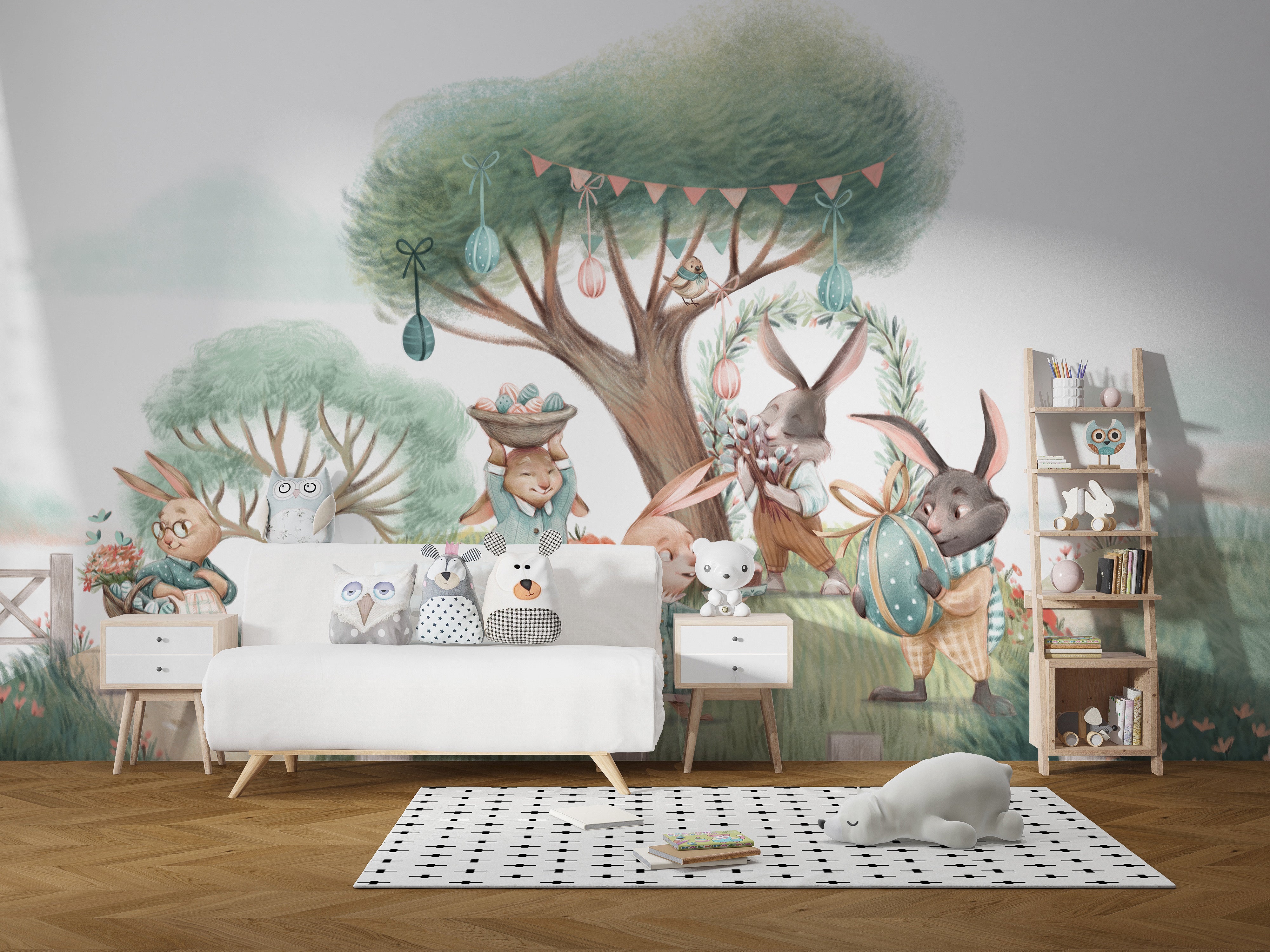 Nature-inspired Tree House Wallpaper for children's rooms