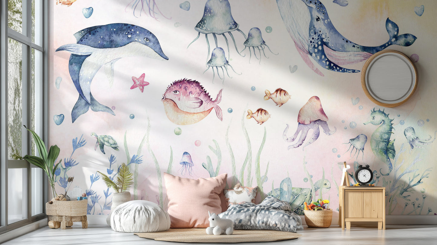 Nautical Creatures Wall Mural