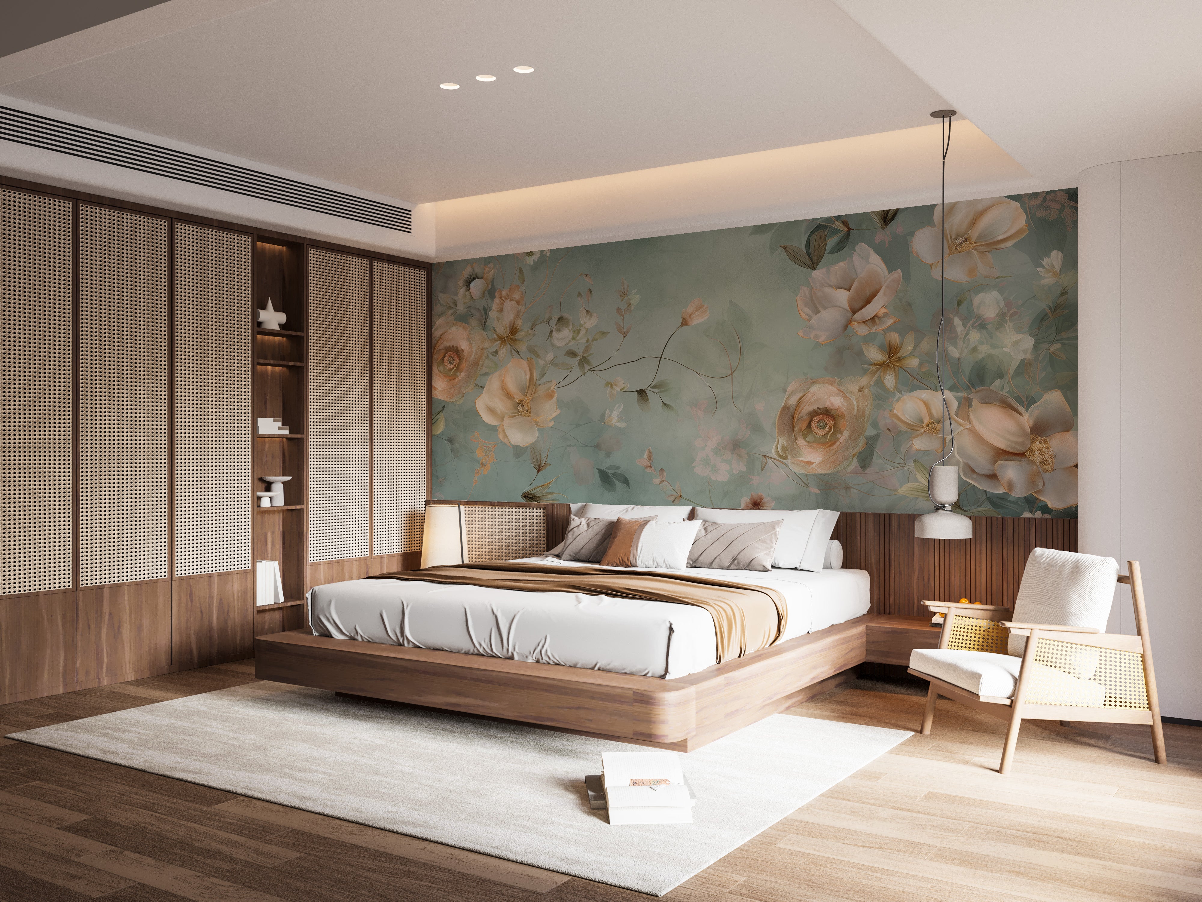 Modern delicate flower wall mural for refinement