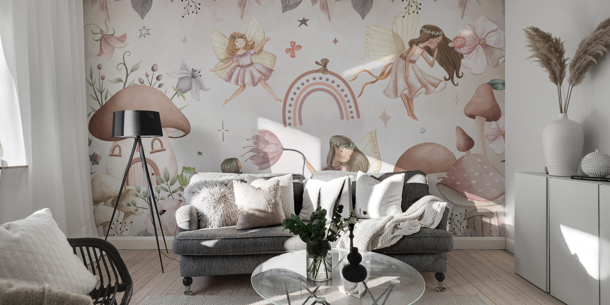 Whimsical fairies wallpaper for children’s rooms