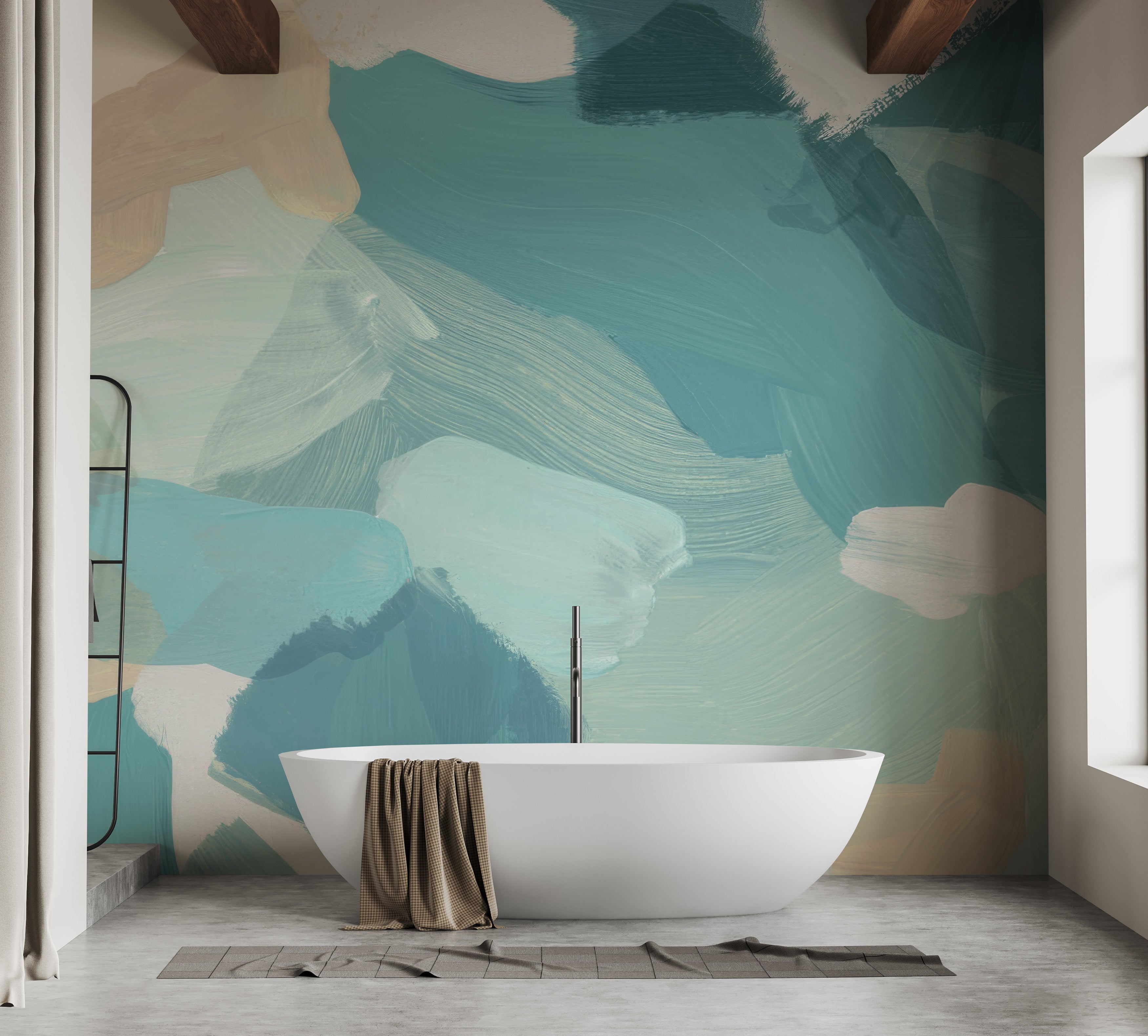 Modern abstract wallpaper design with painted brushstrokes.