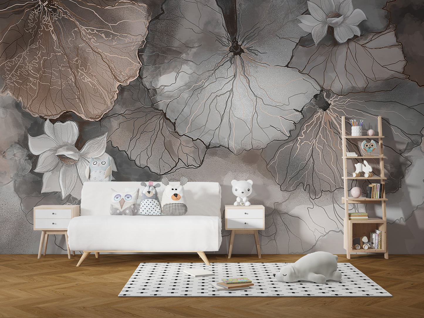 Lotus Leaf Symphony Peach Mural