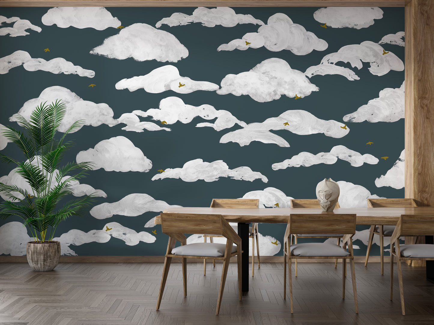 Blue White Clouds Wall Mural