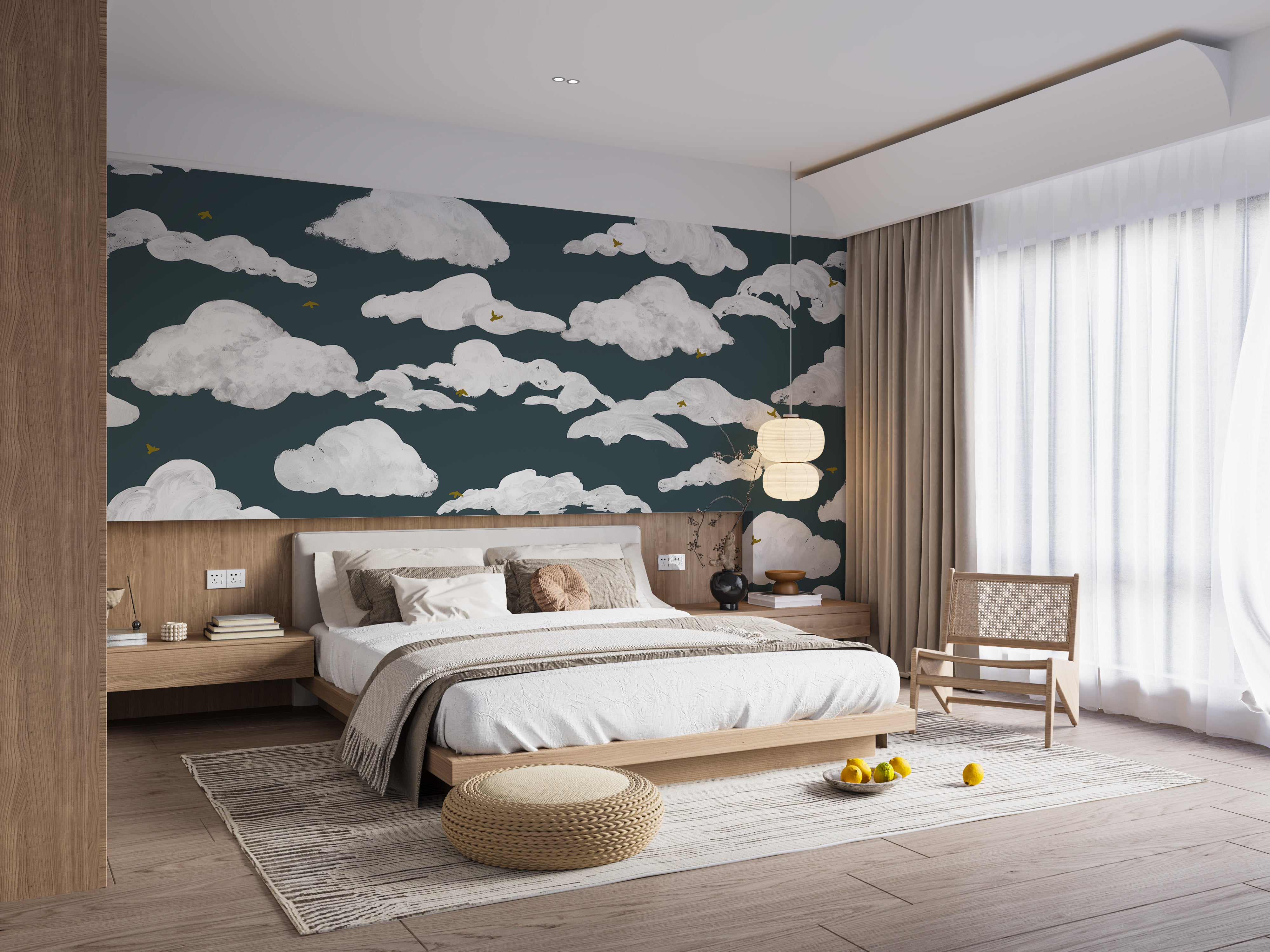 Cloud mural wallpaper ideal for modern home wall decor.