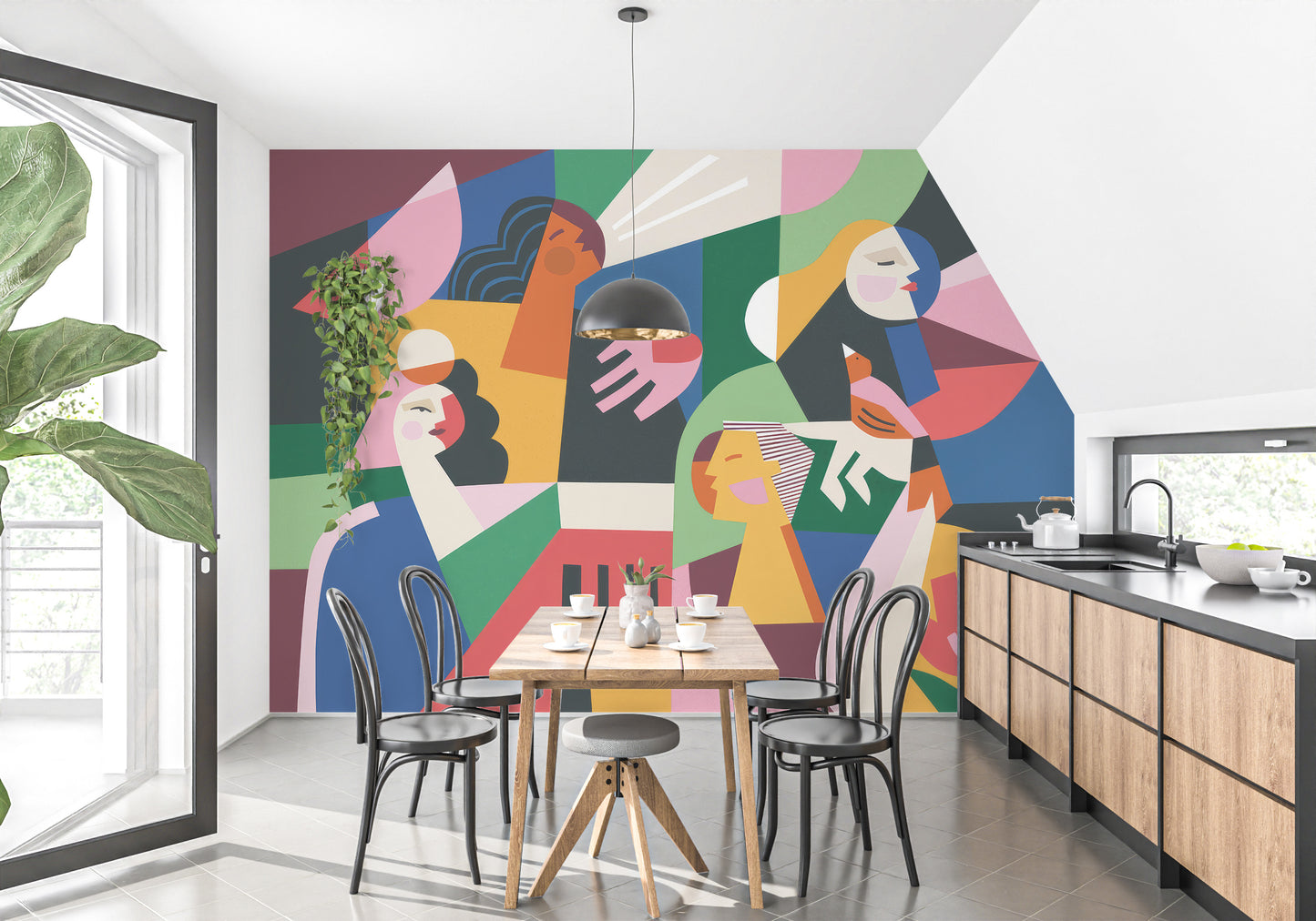 Colorful Fashionable Women Mural