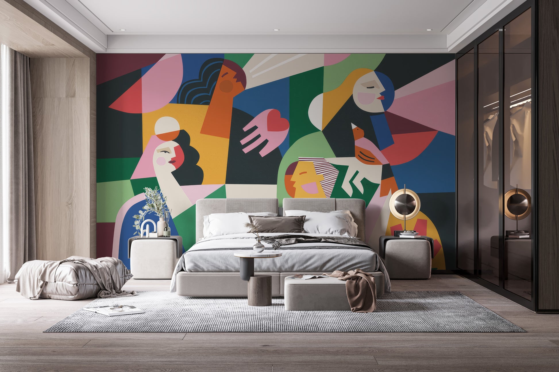 Vibrant modern women wallpaper mural for living rooms