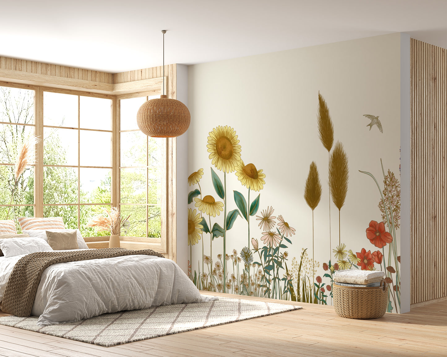 Colorful Sunflower Field Wallpaper Mural