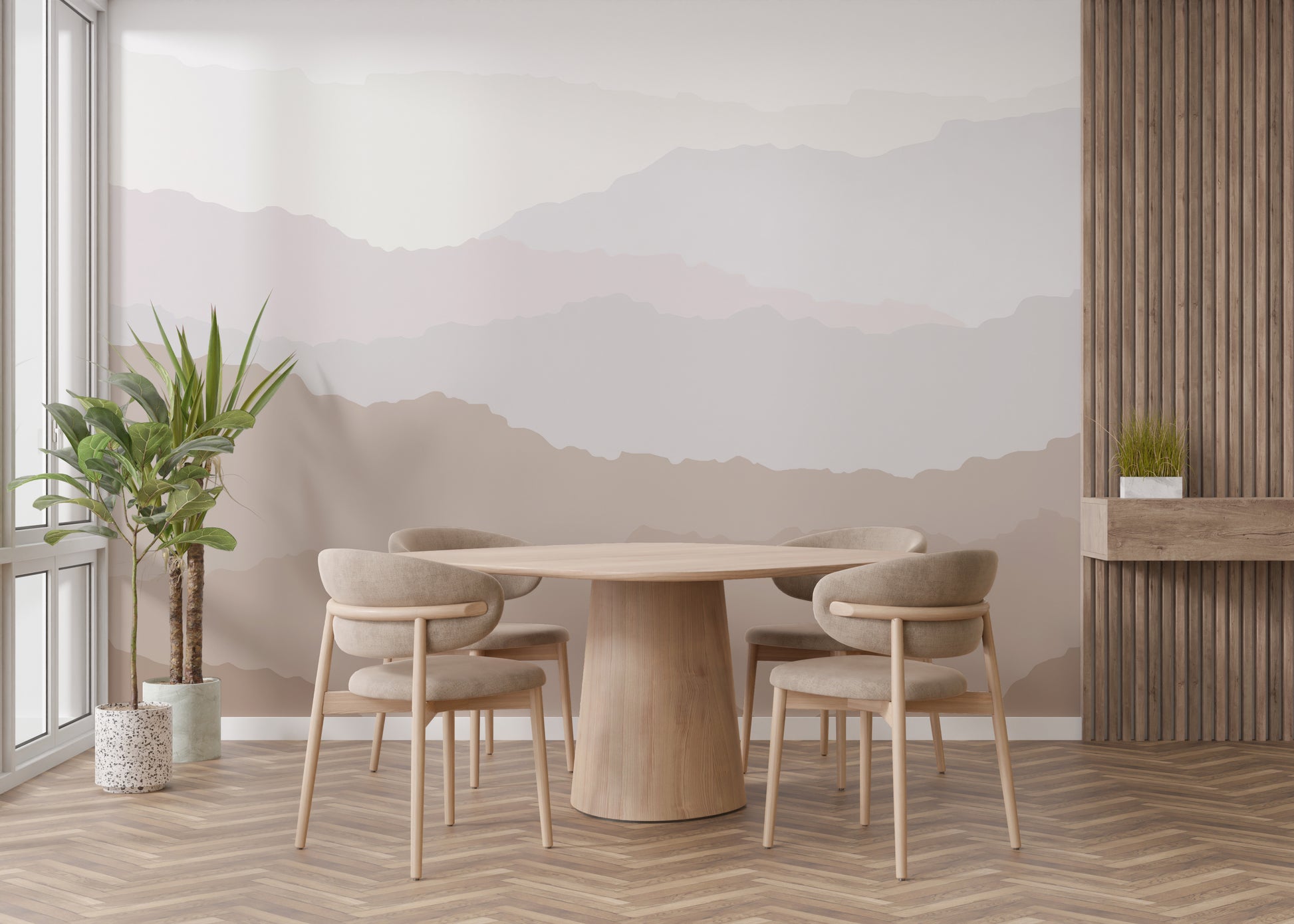 Neutral abstract beige wallpaper mural for modern decor.