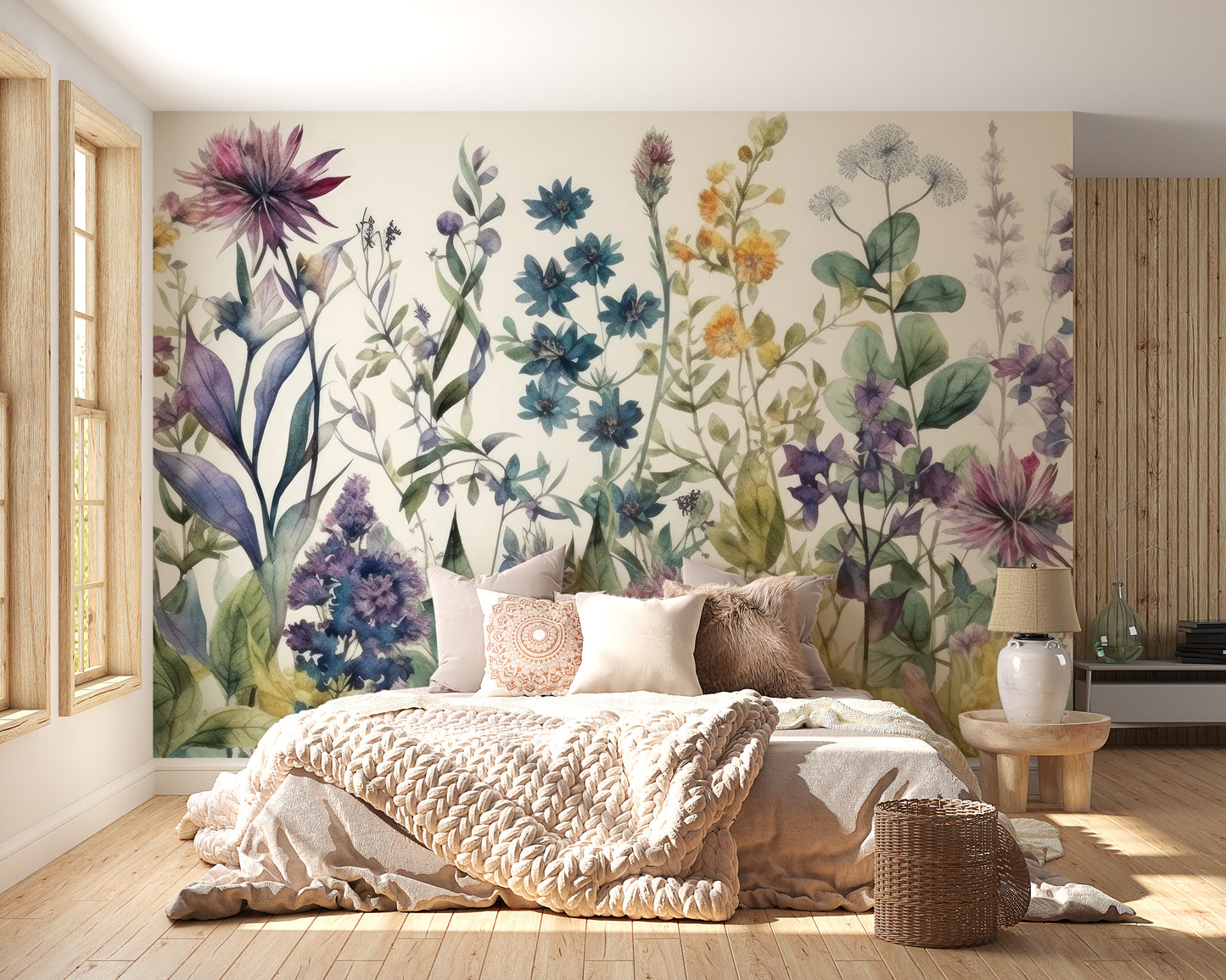 Colorful vintage flower wallpaper for elegant decor