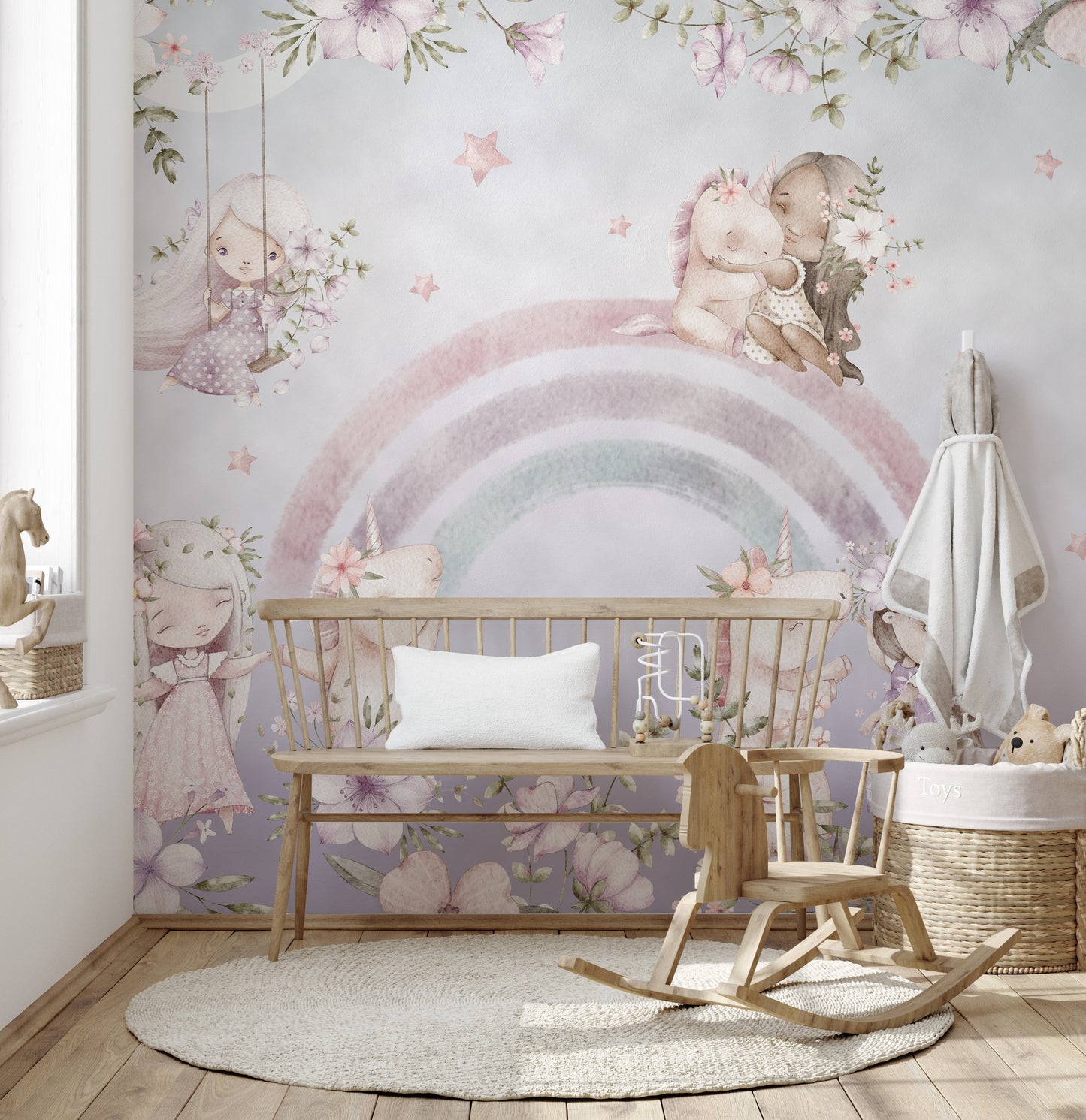 Whimsical Rainbow Wall Mural