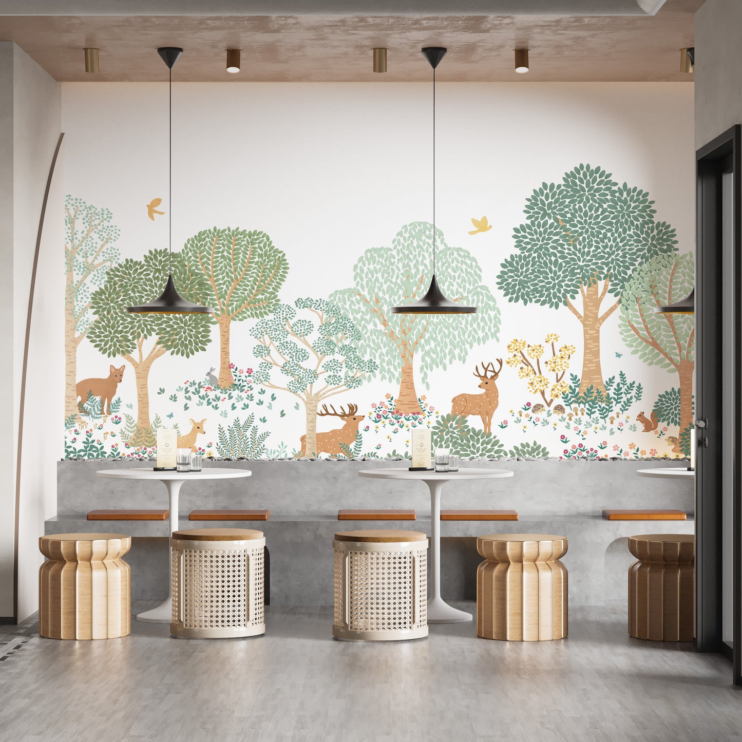 Green Forest Animals Wall Mural