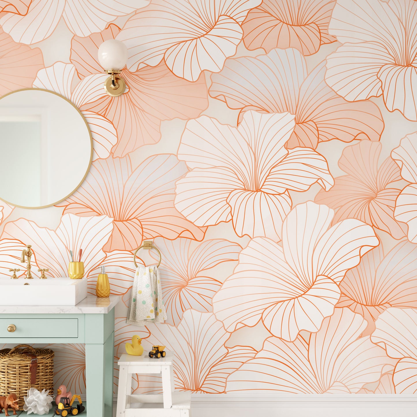 Elegant peach floral wallpaper with soft petals