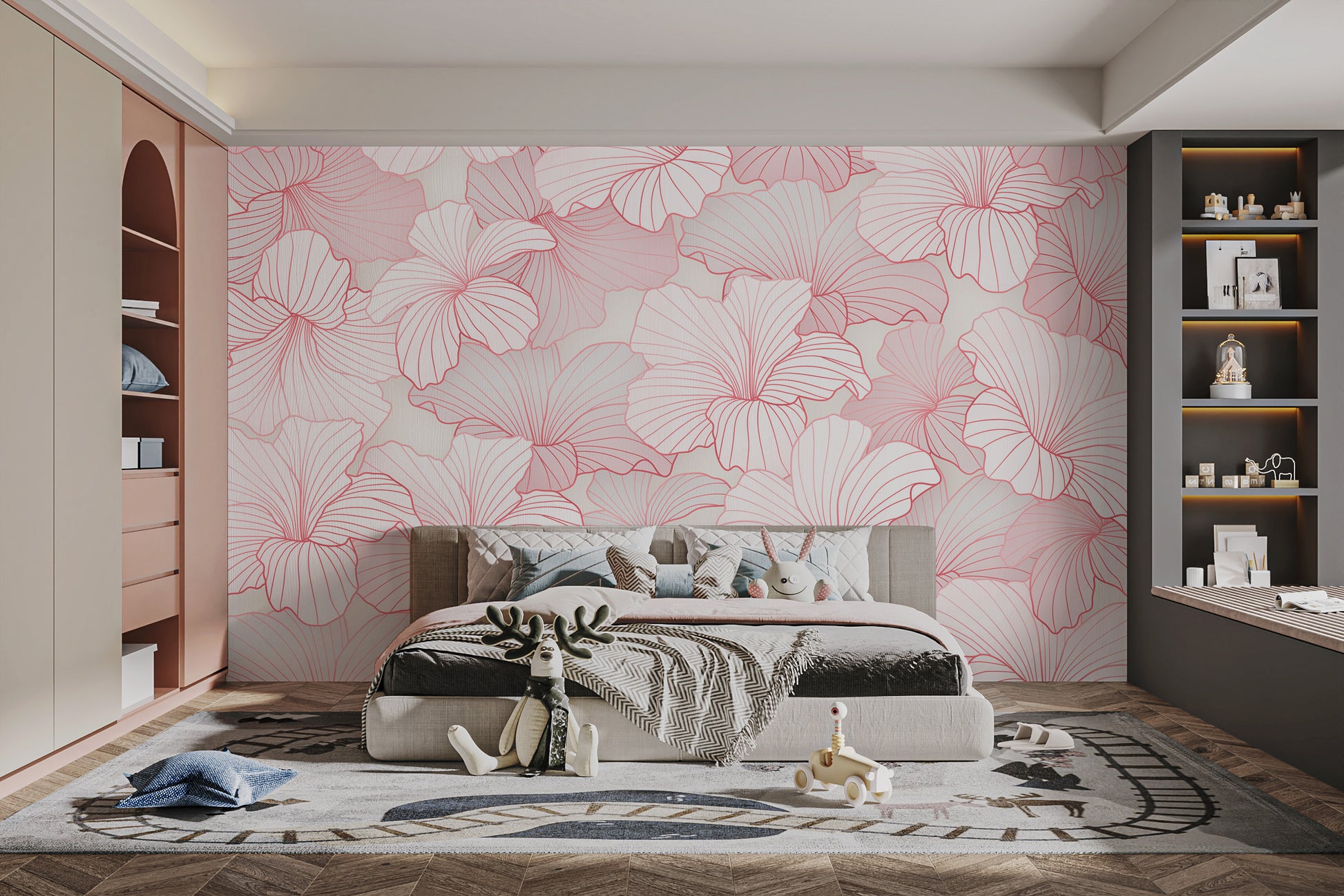 Delicate petal design in warm pink tones