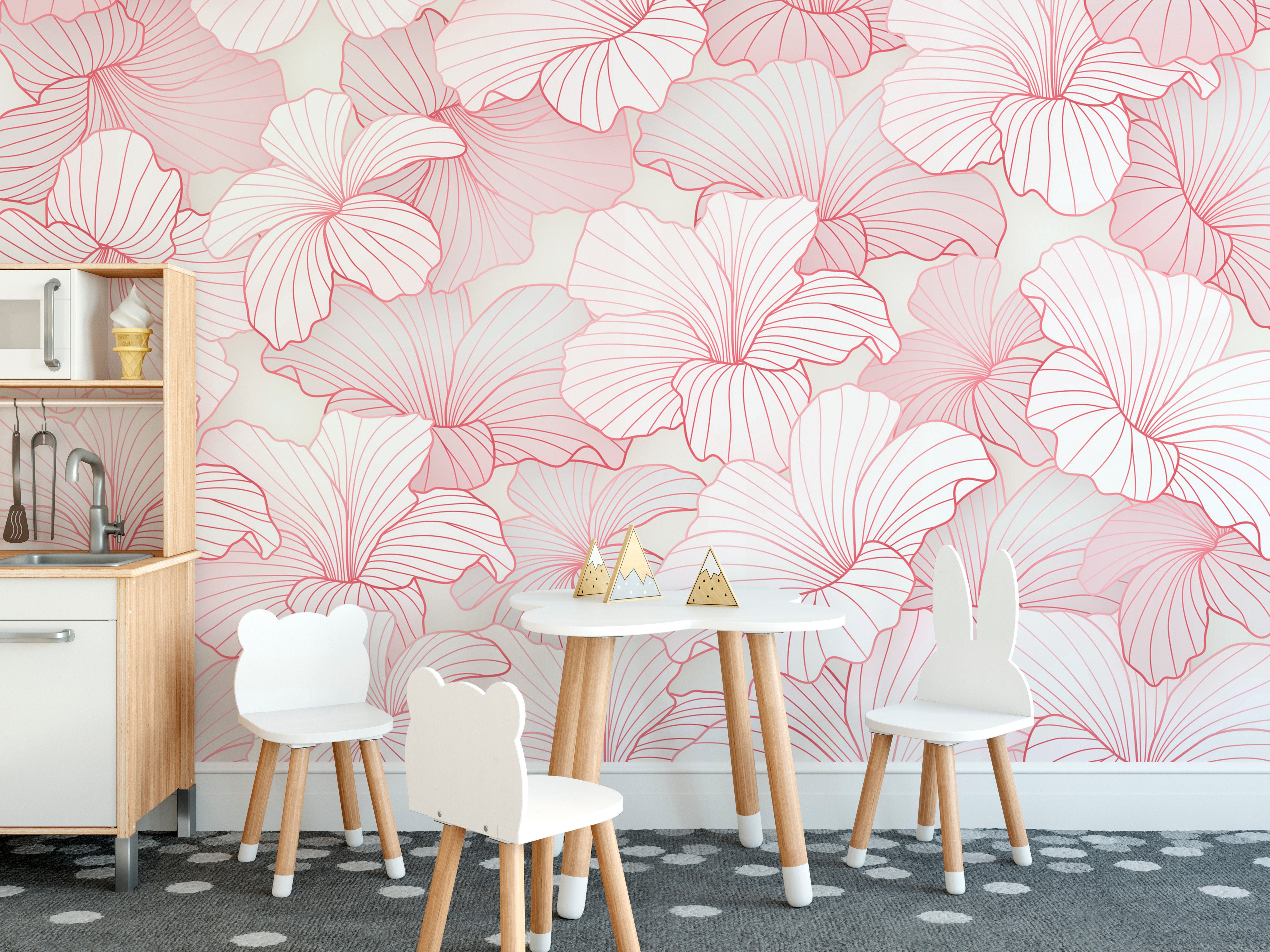 Graceful pink glow wallpaper with floral theme