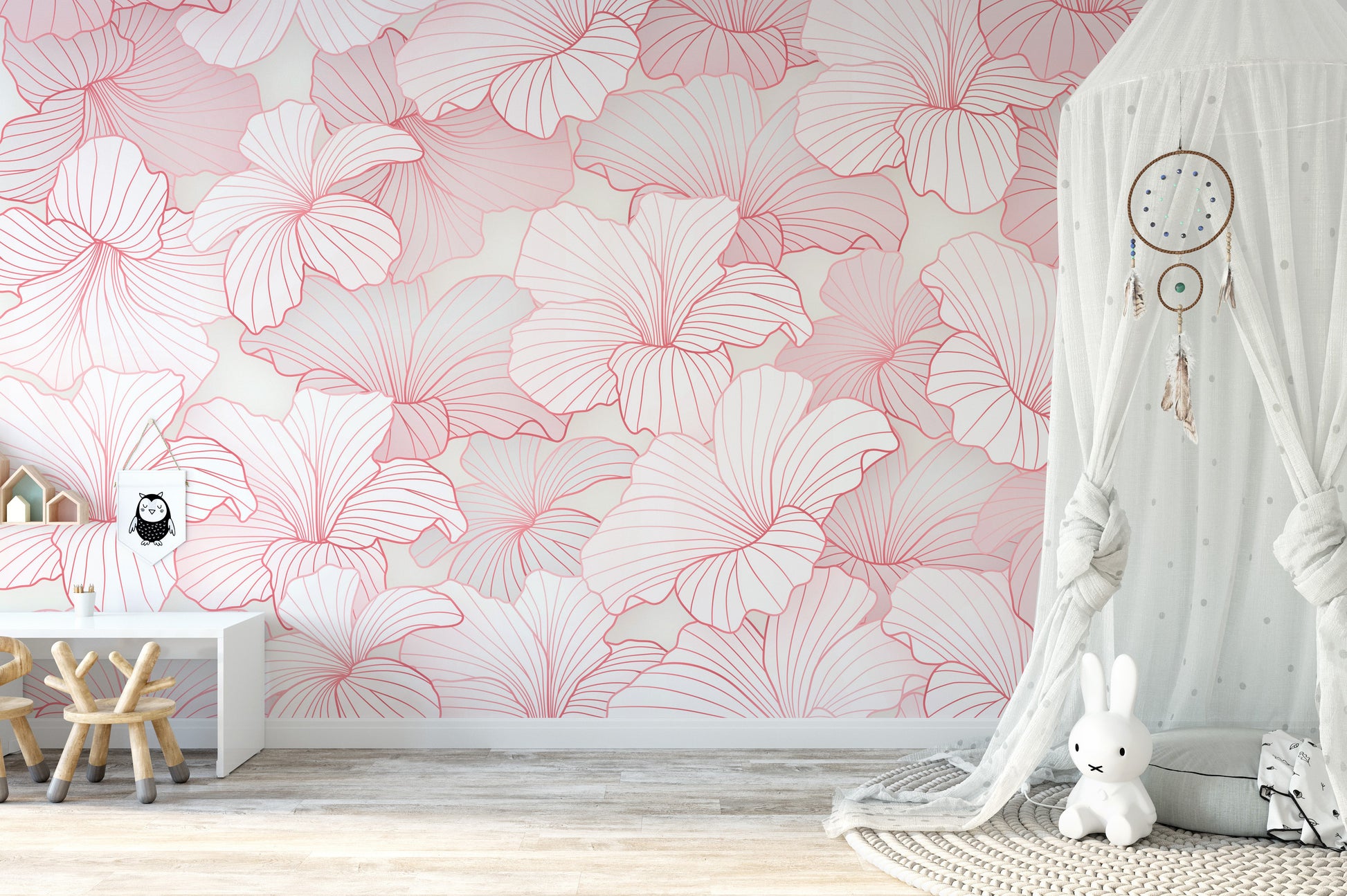 Pink blossom wallpaper with intricate details