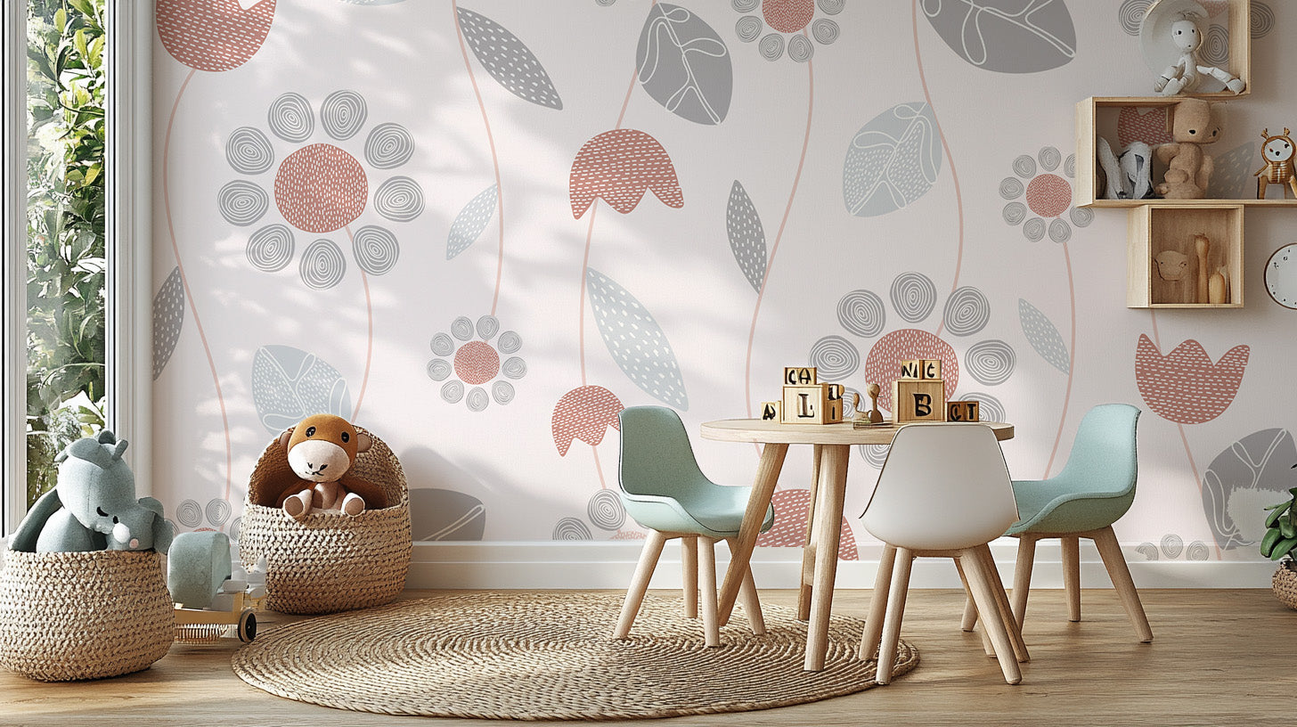 Wall decor with soft bloom abstract floral design.